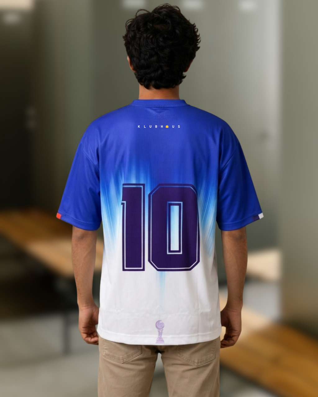 France Fan Edition Drop Shoulder Jersey Blue & White Gradient Football Kit