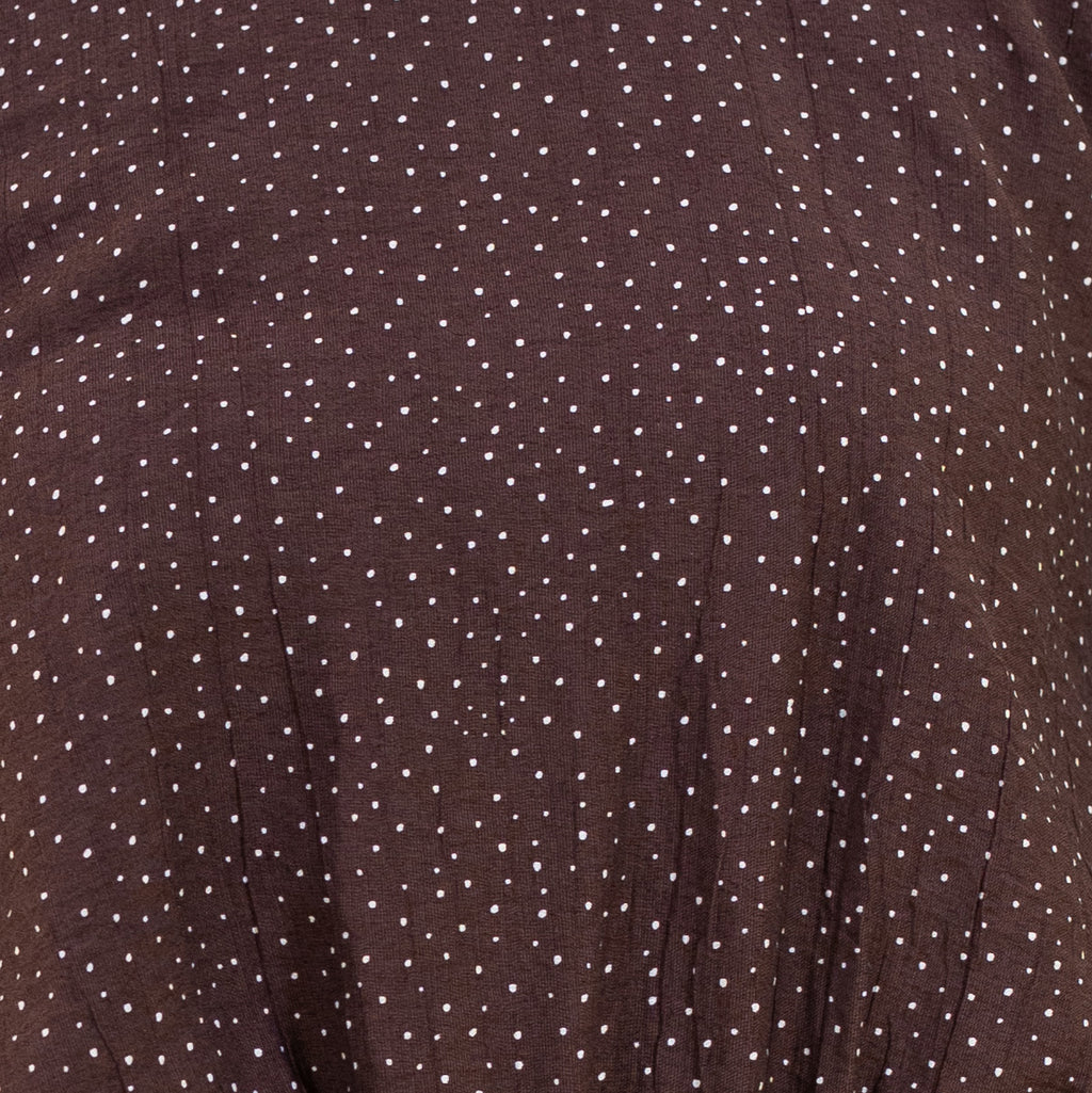 Women's Brown Polka Woven Fashion Top