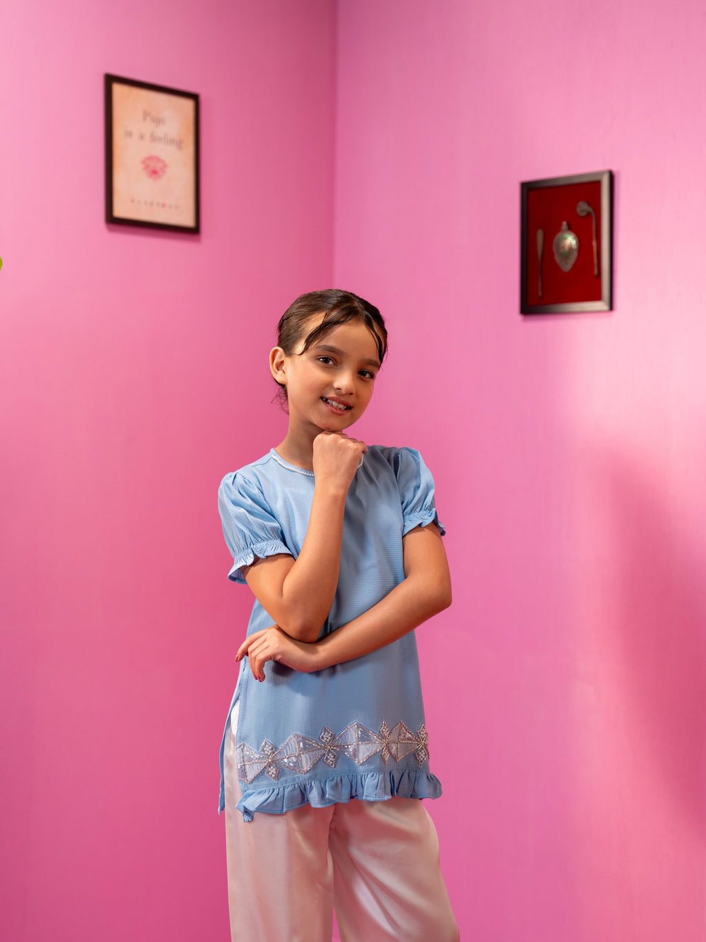 Girl's Powder Blue 2 Piece Suit