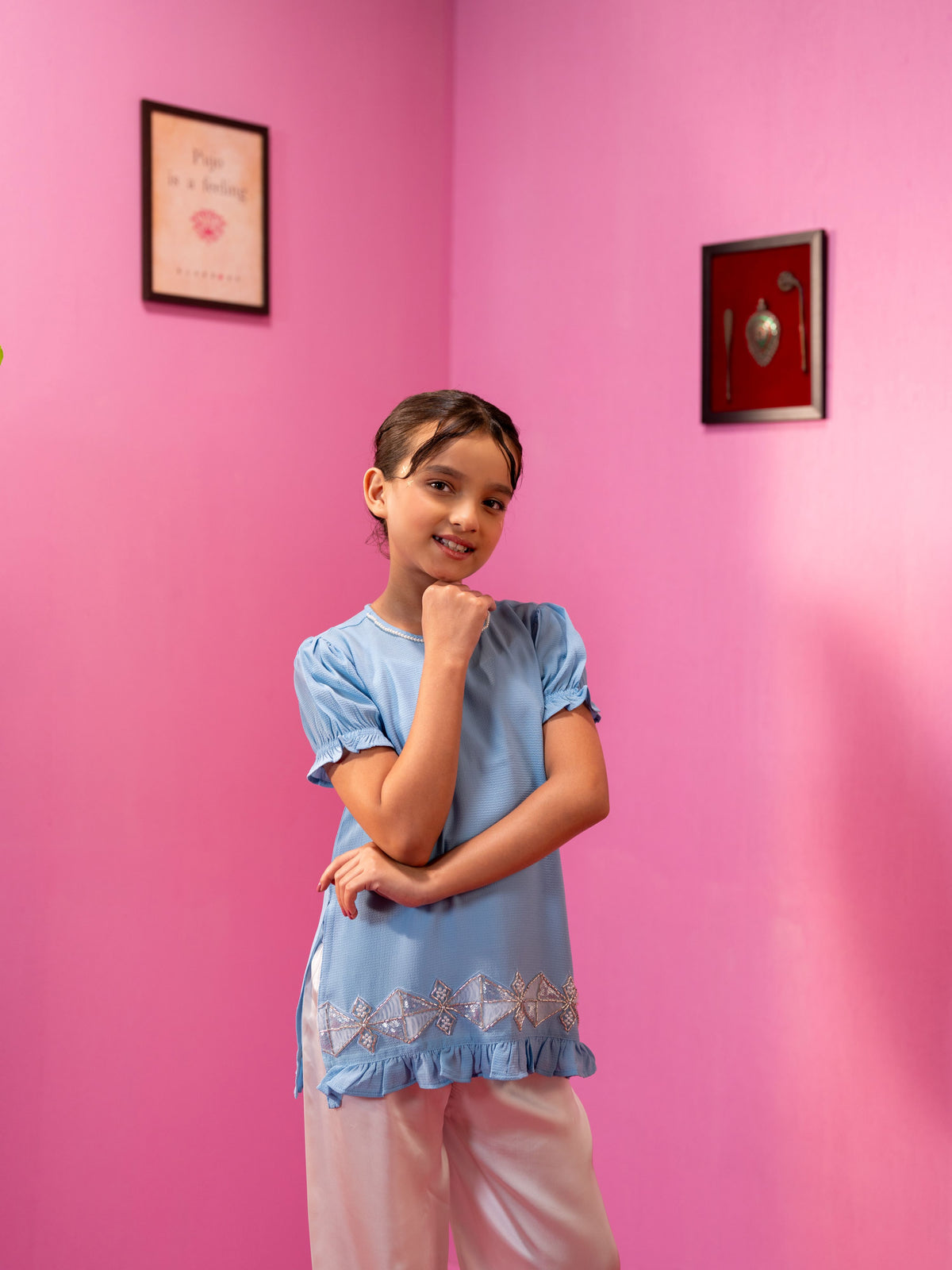 Girl's Powder Blue 2 Piece Suit