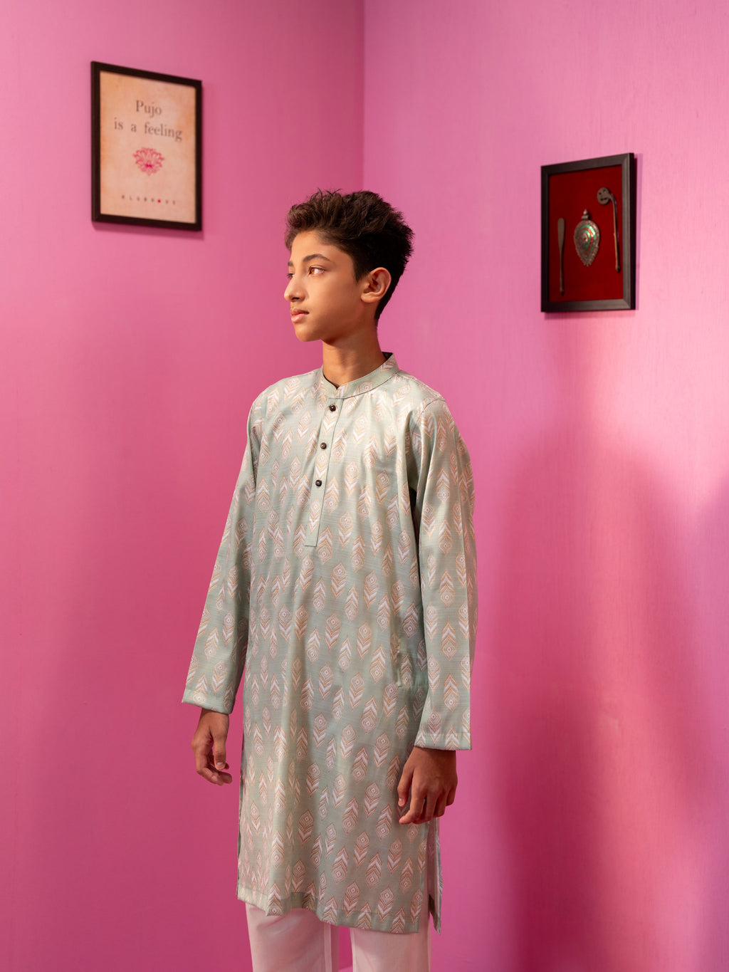 Junior Boy's Print Panjabi