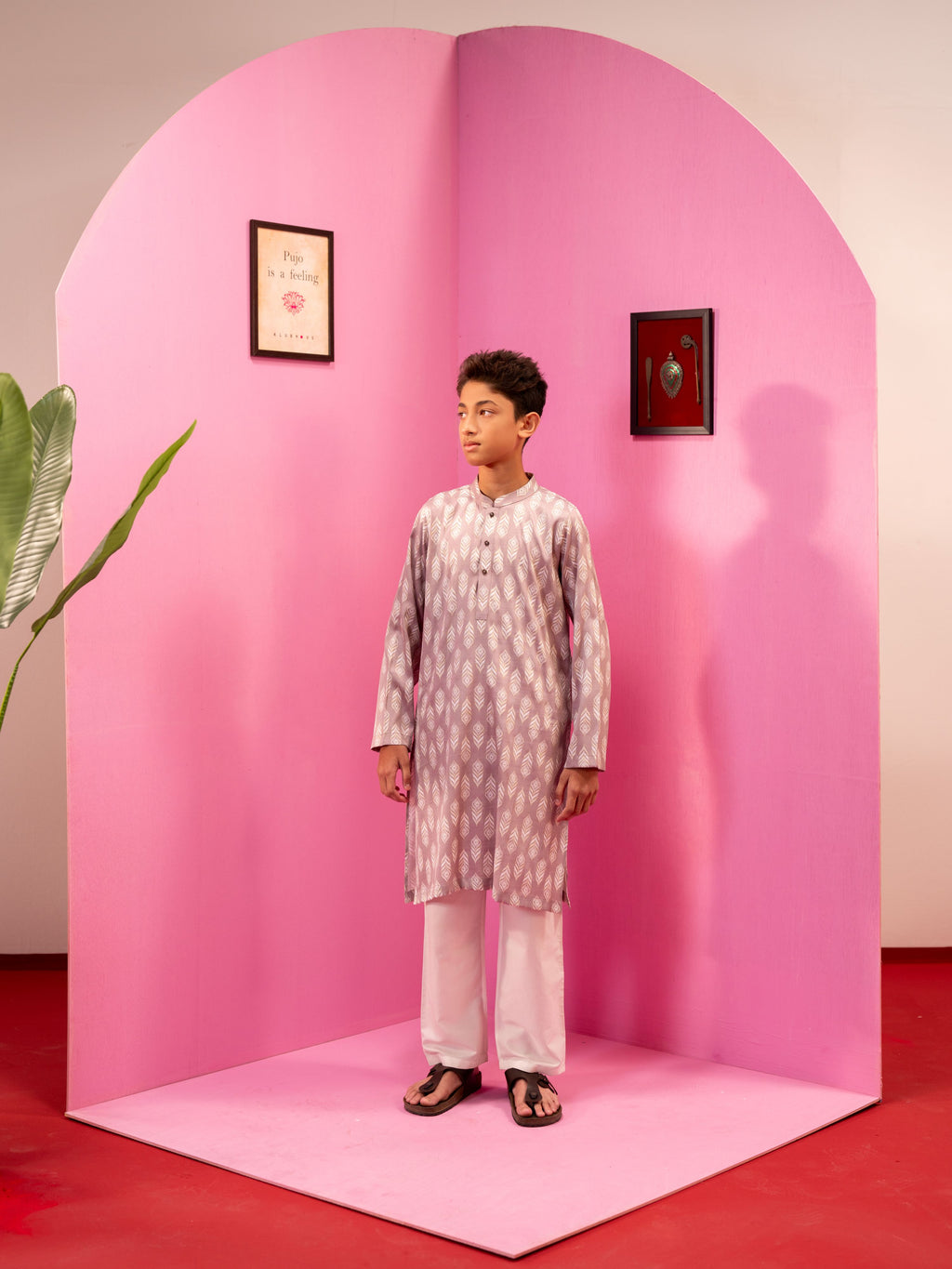 Junior Boy's Mauve Pink Panjabi