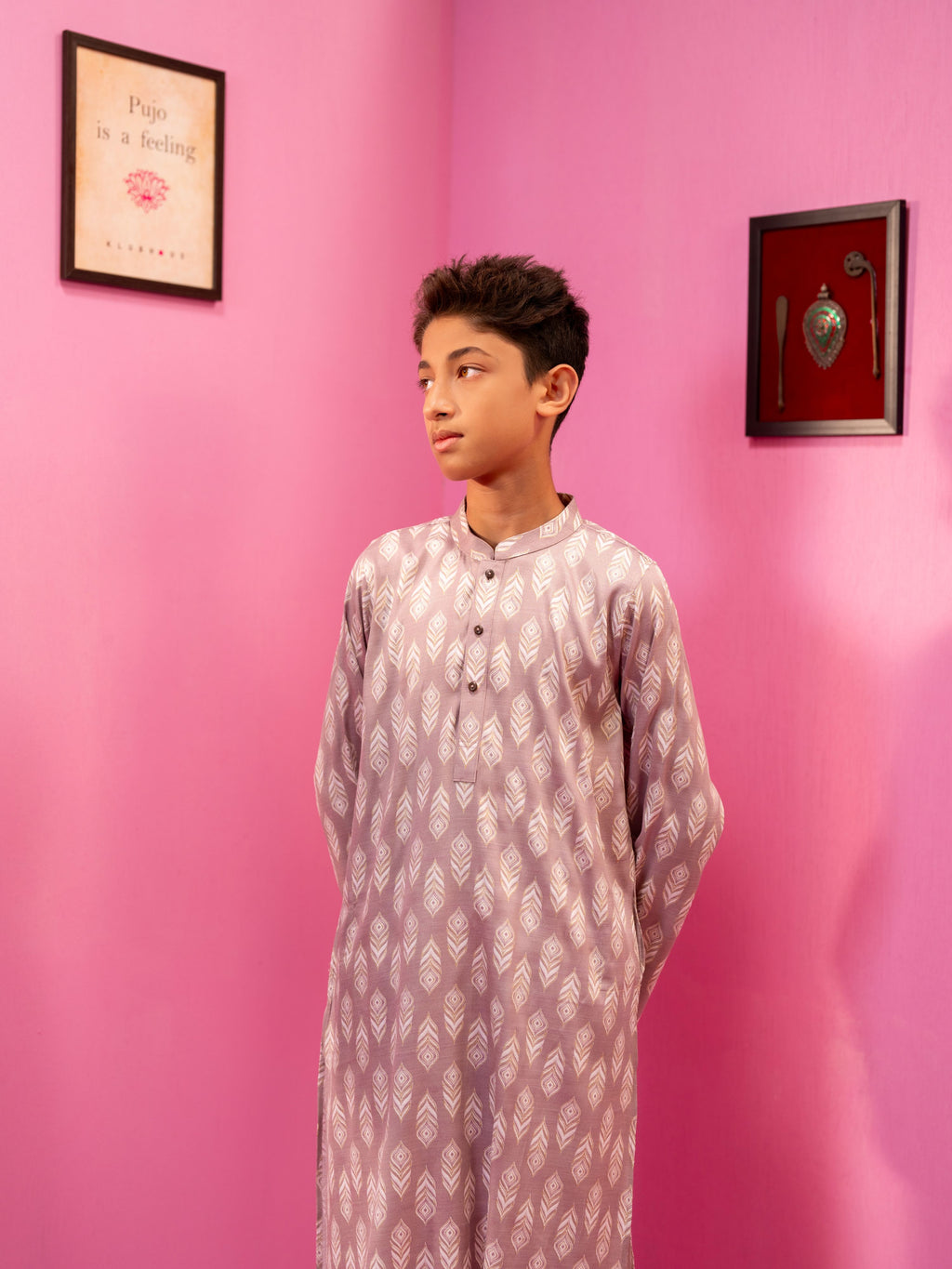 Junior Boy's Mauve Pink Panjabi