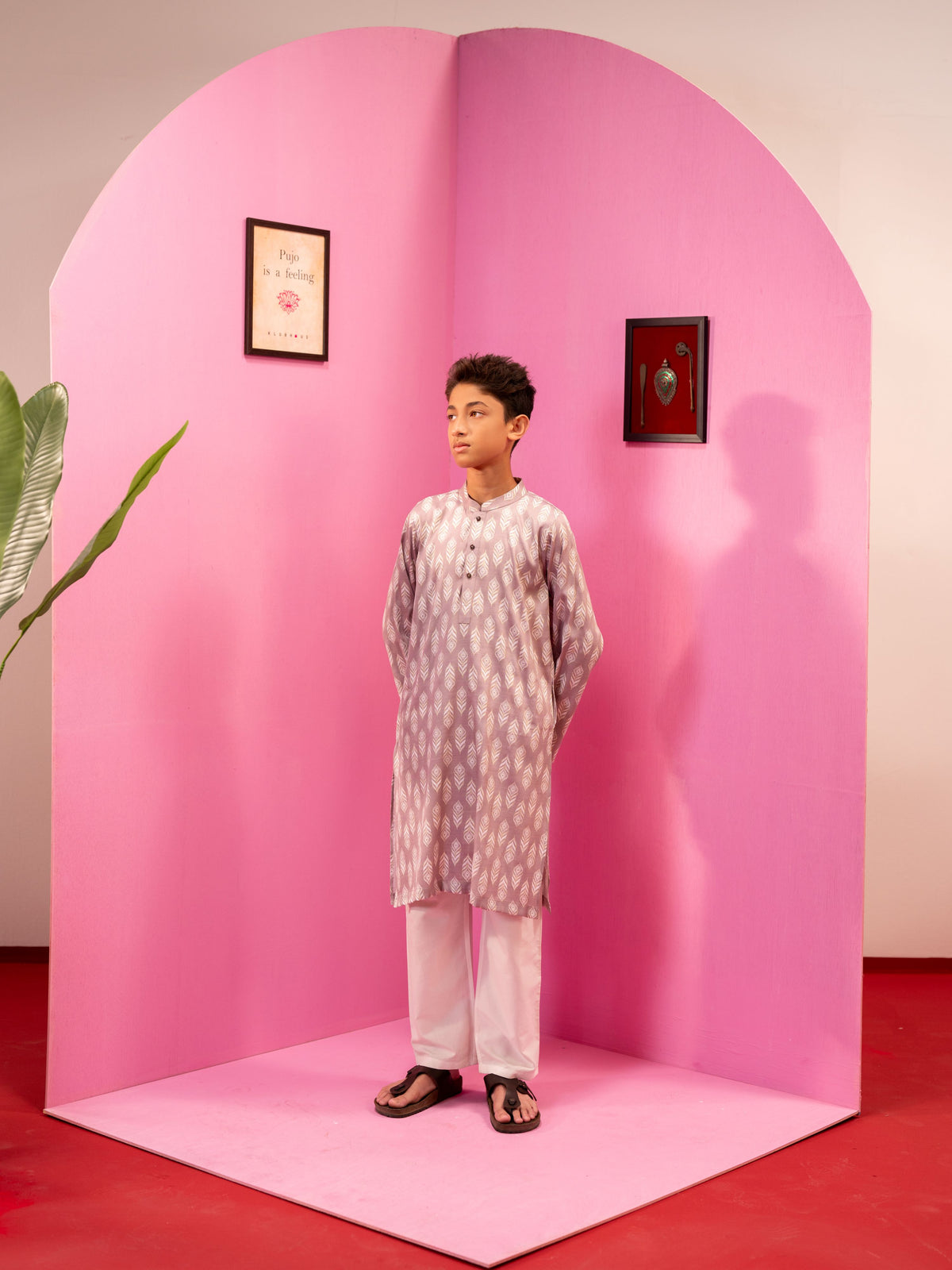 Junior Boy's Mauve Pink Panjabi
