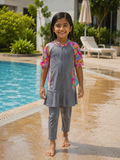 Junior Girl's Burkini Light Grey Modest Swimwear