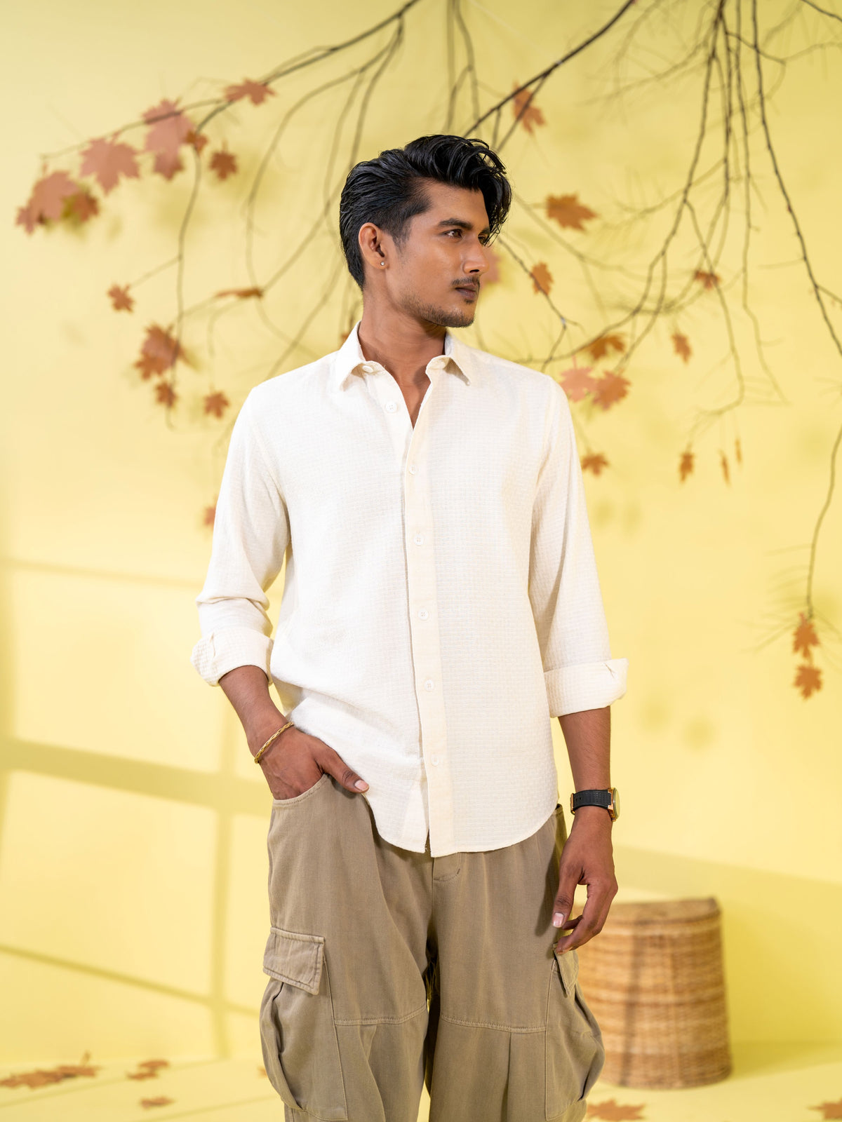 Men's Off White Casual Shirt