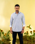 Men's Blue Gray Casual Shirt