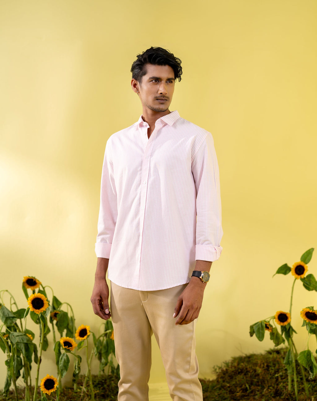 Pink Stripe Men's Casual Shirt