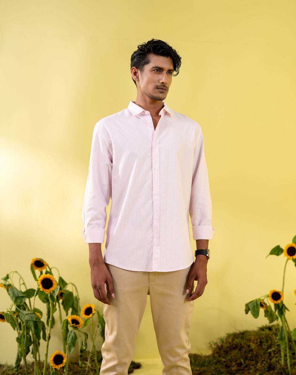 Pink Stripe Men's Casual Shirt