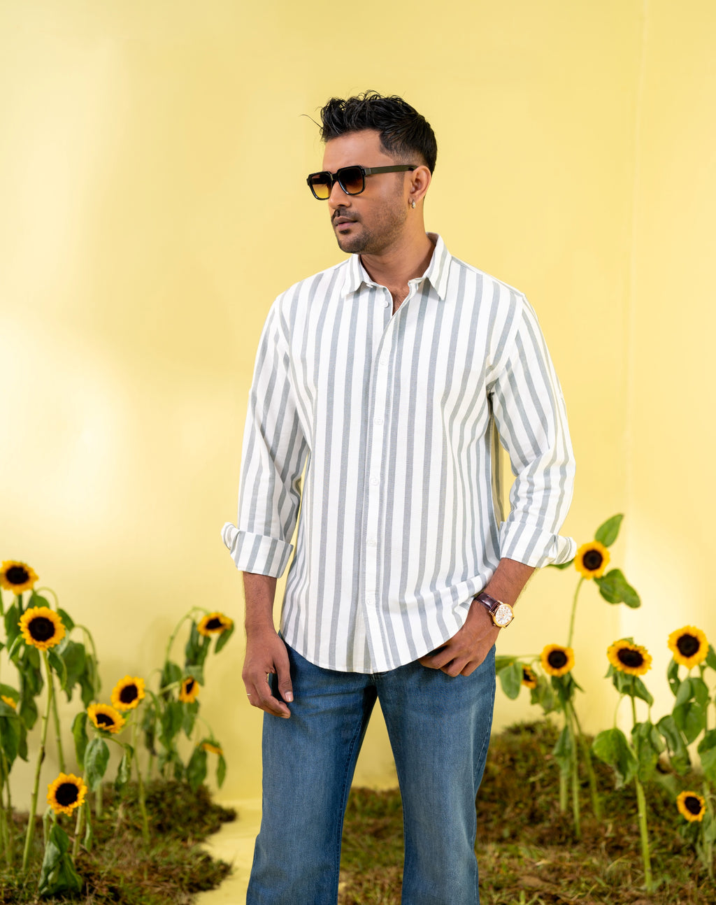 Men's Casual Shirt Sage Stripe