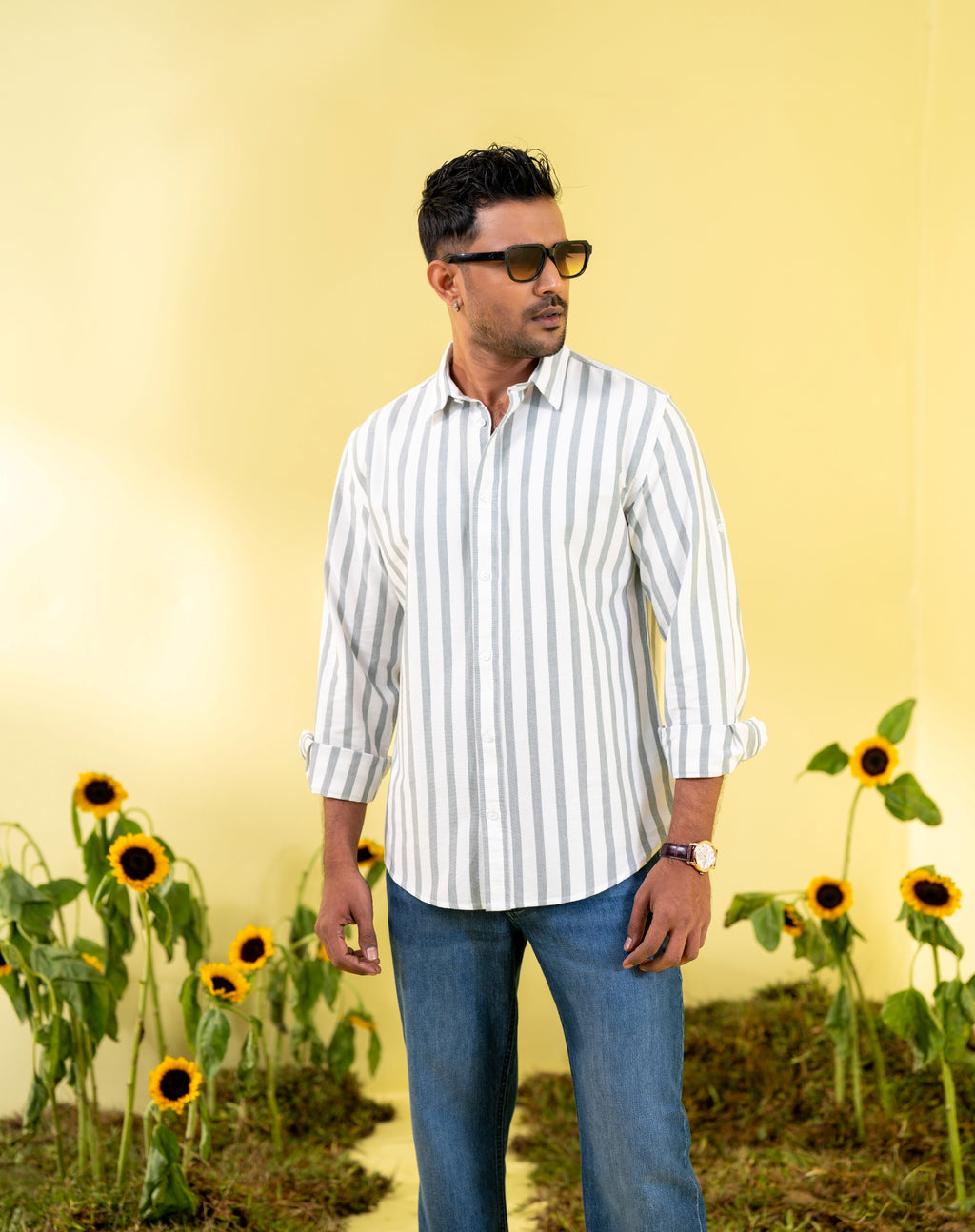Men's Casual Shirt Sage Stripe