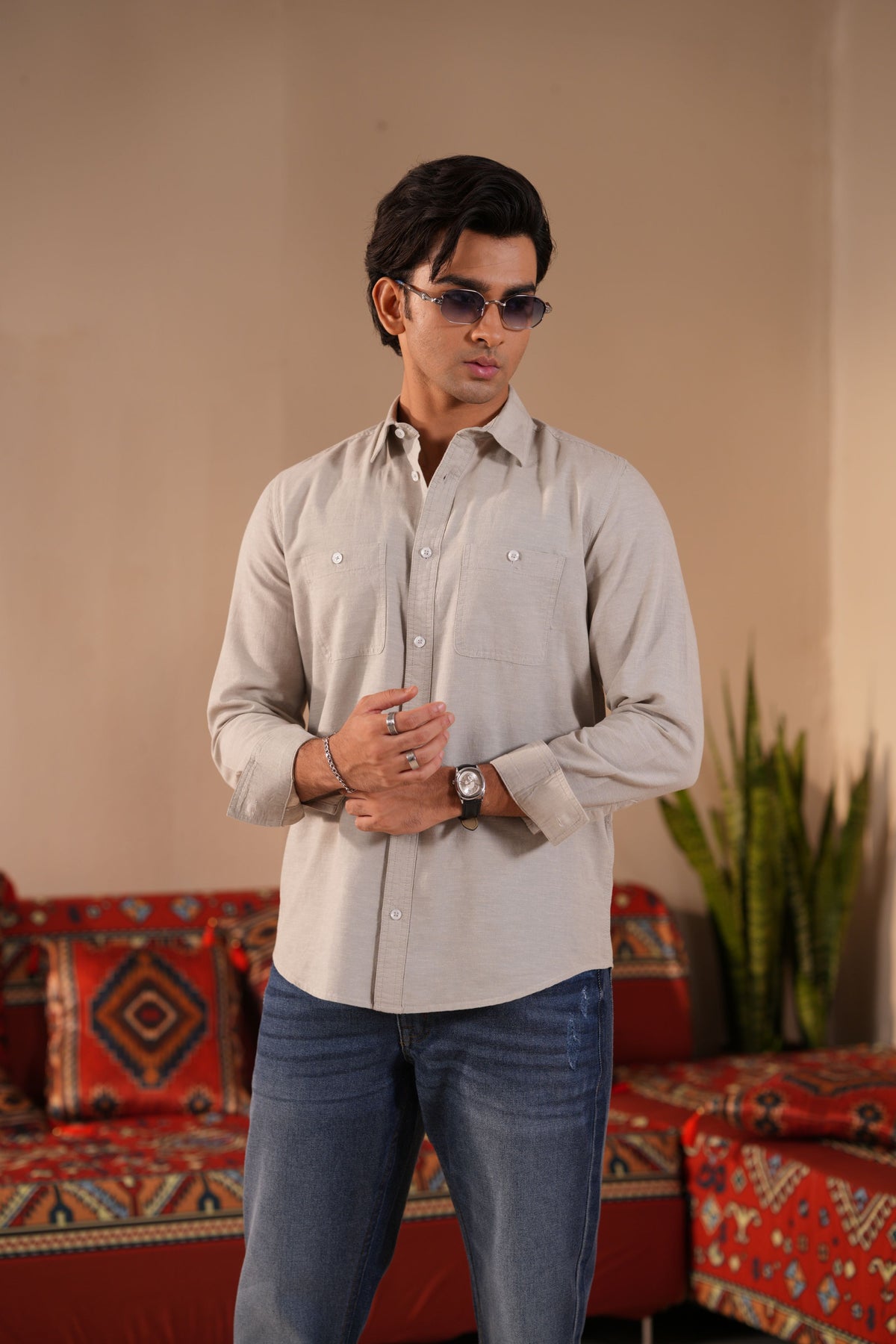 Men's Sage Green Casual Shirt