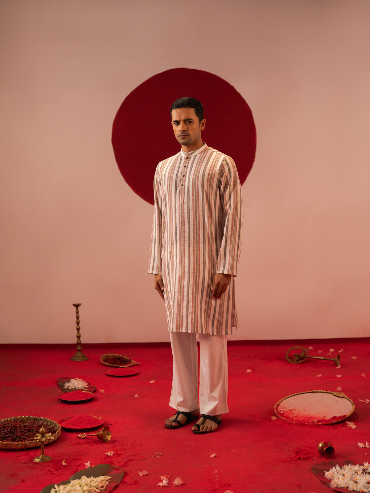 Men's White Stripe Panjabi