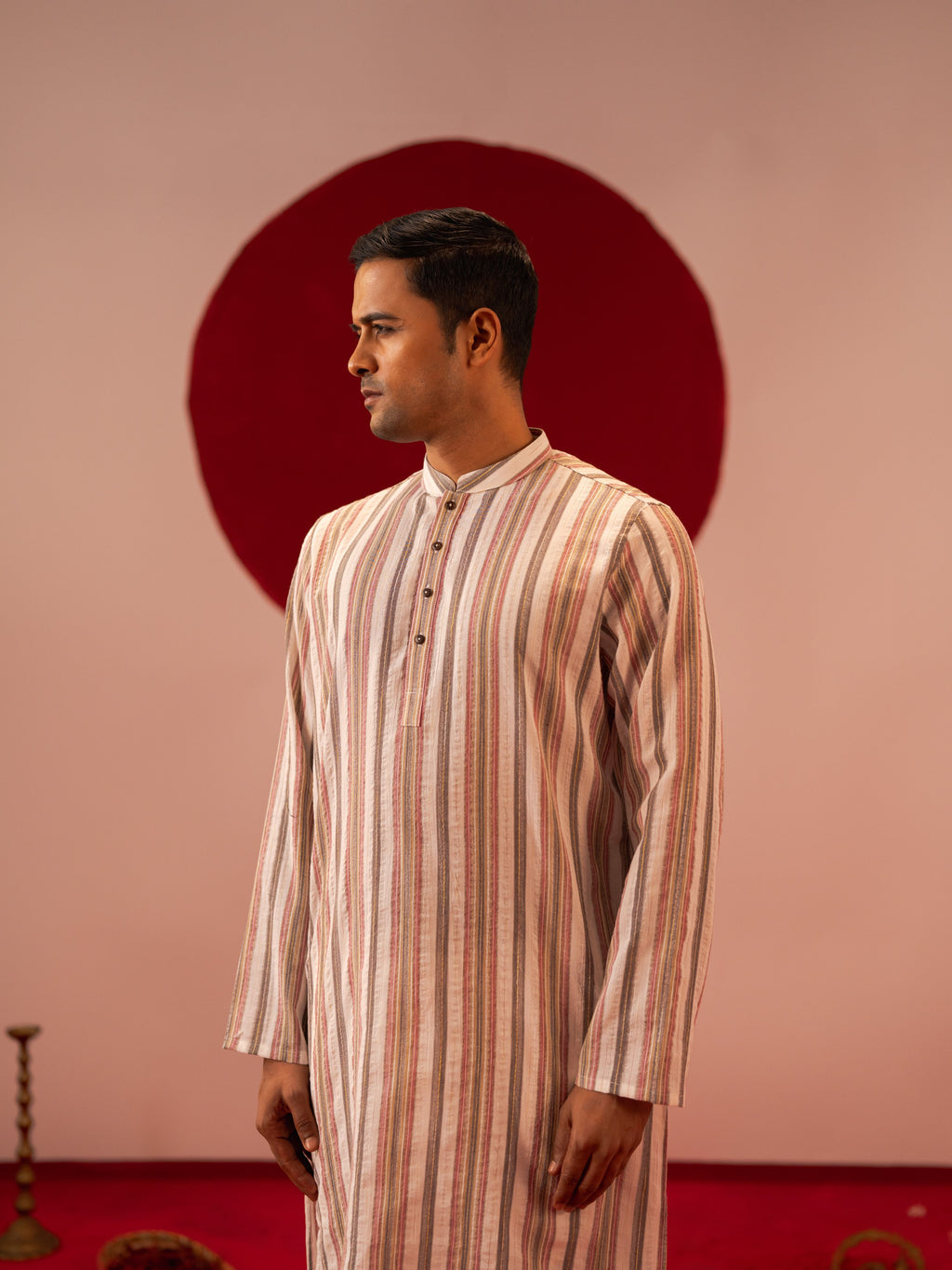 Men's White Stripe Panjabi
