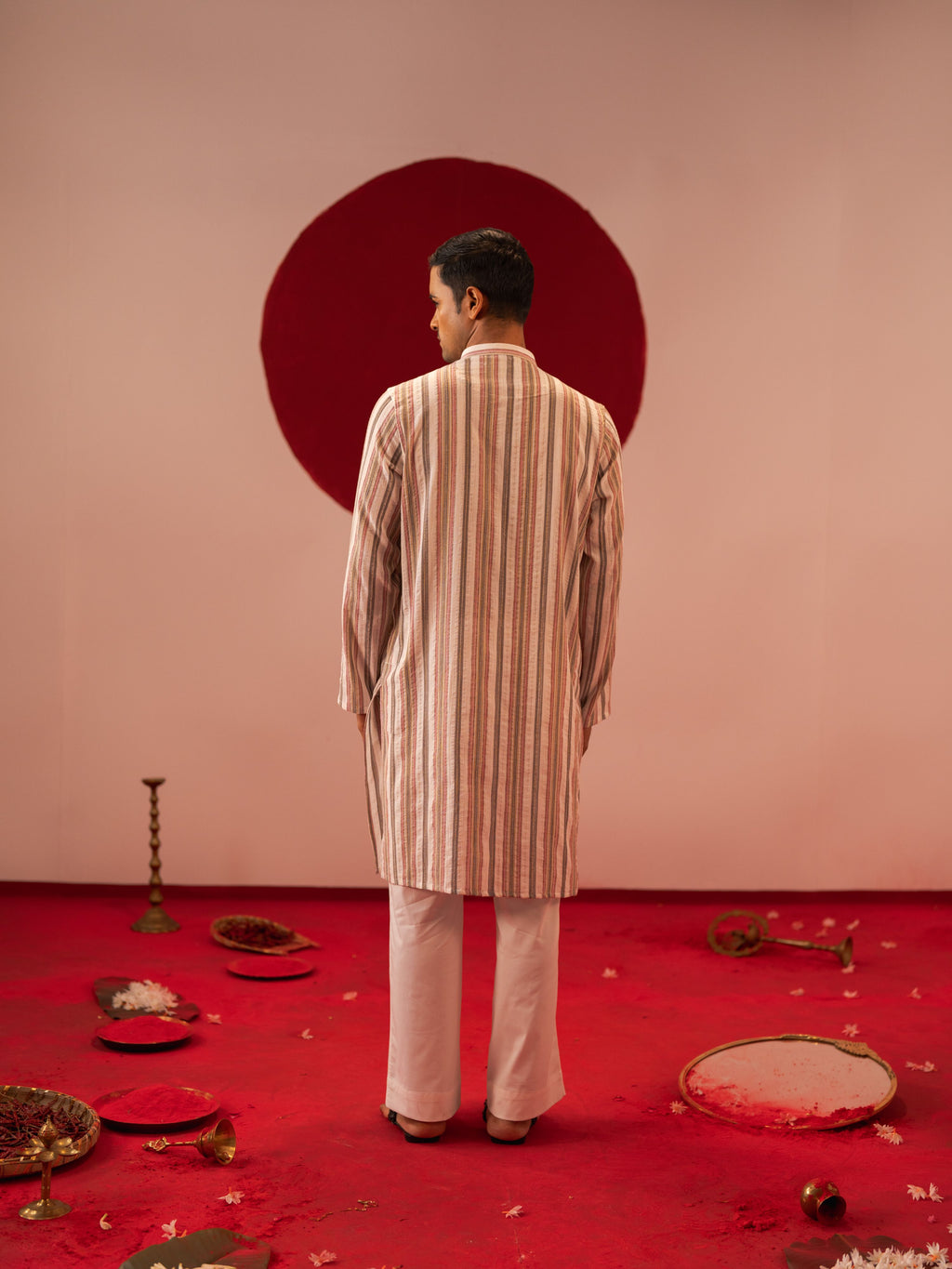 Men's White Stripe Panjabi