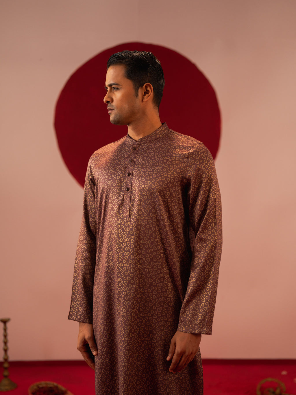 Men's Maroon Red Panjabi