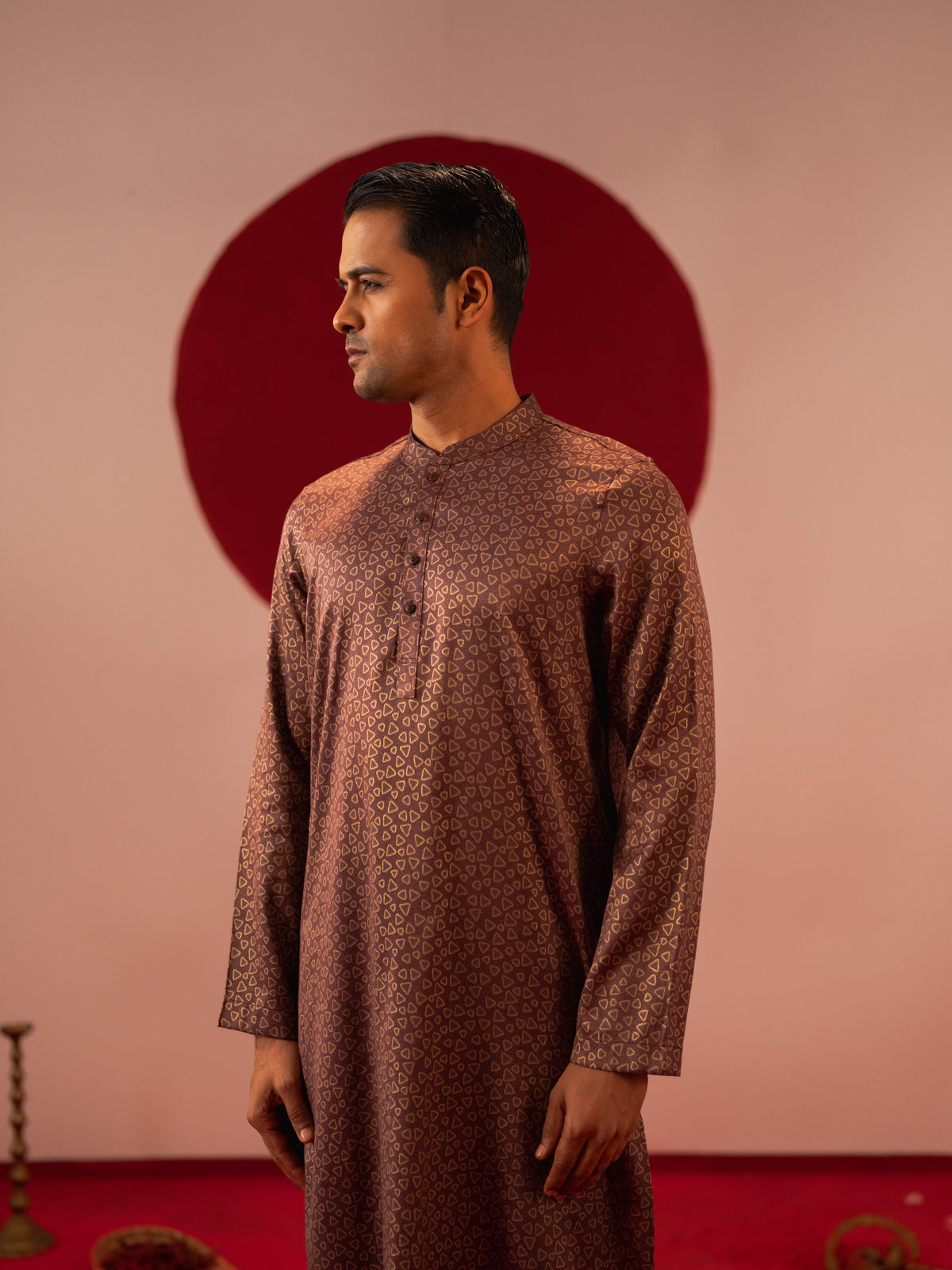 Men's Maroon Red Panjabi