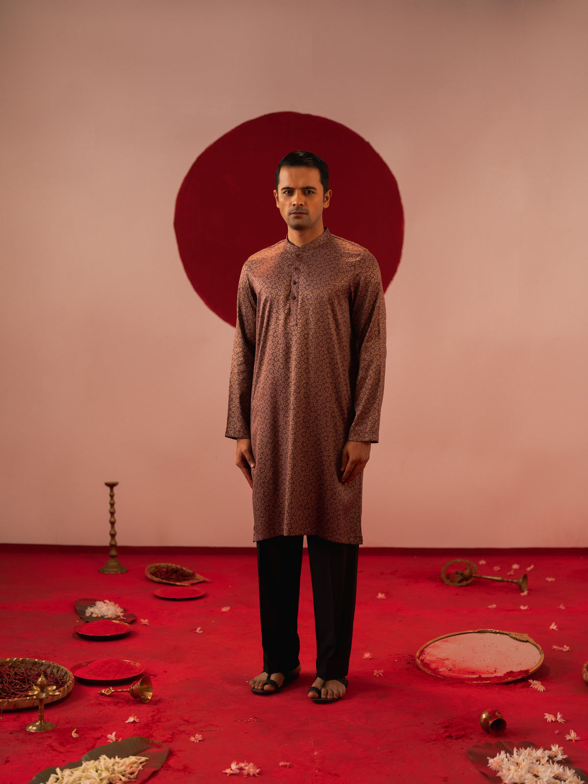 Men's Maroon Red Panjabi