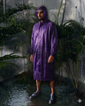 Men's Purple Long Raincoat with Hood