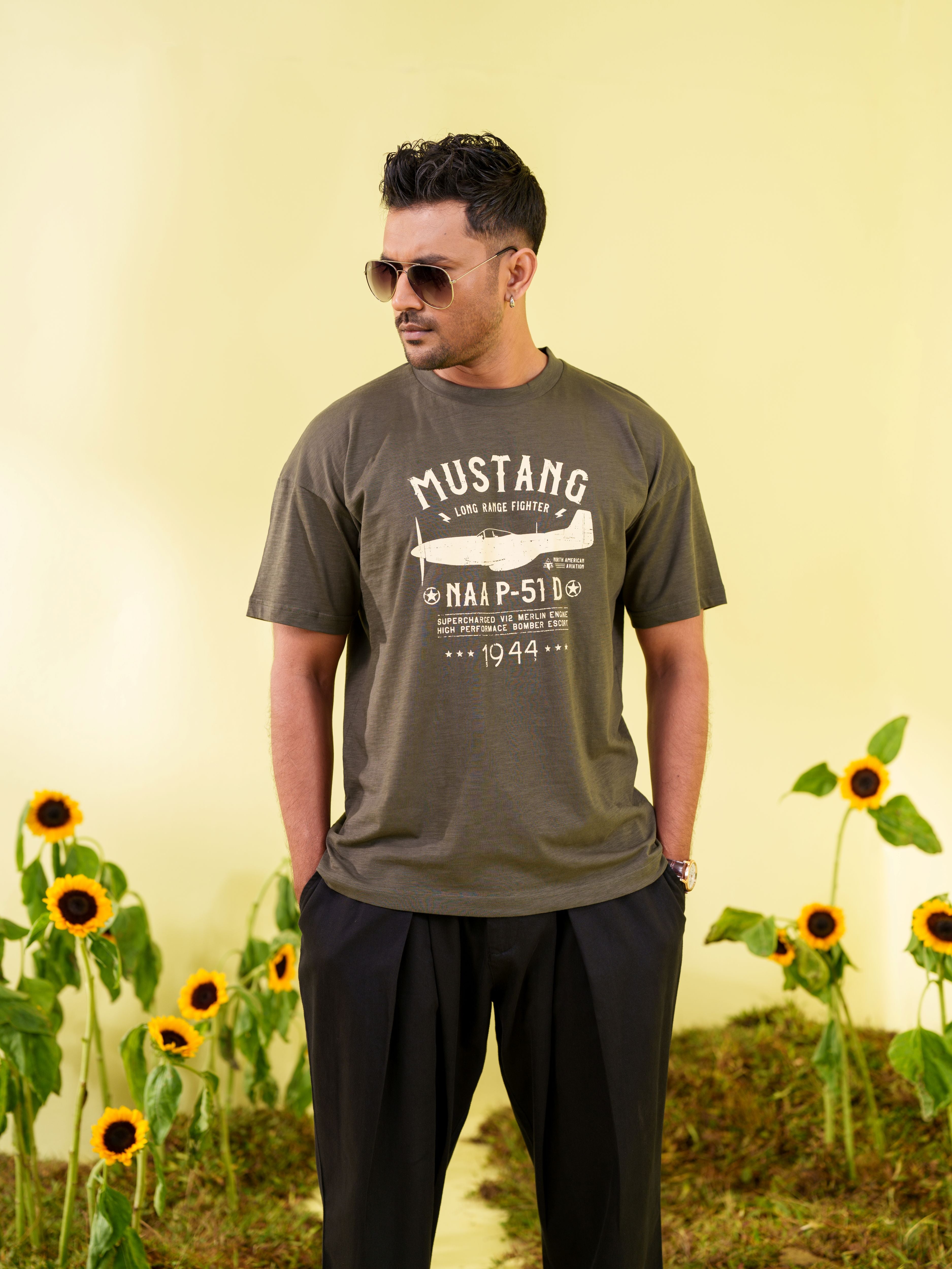 Men's Olive Vintage Graphic T-Shirt