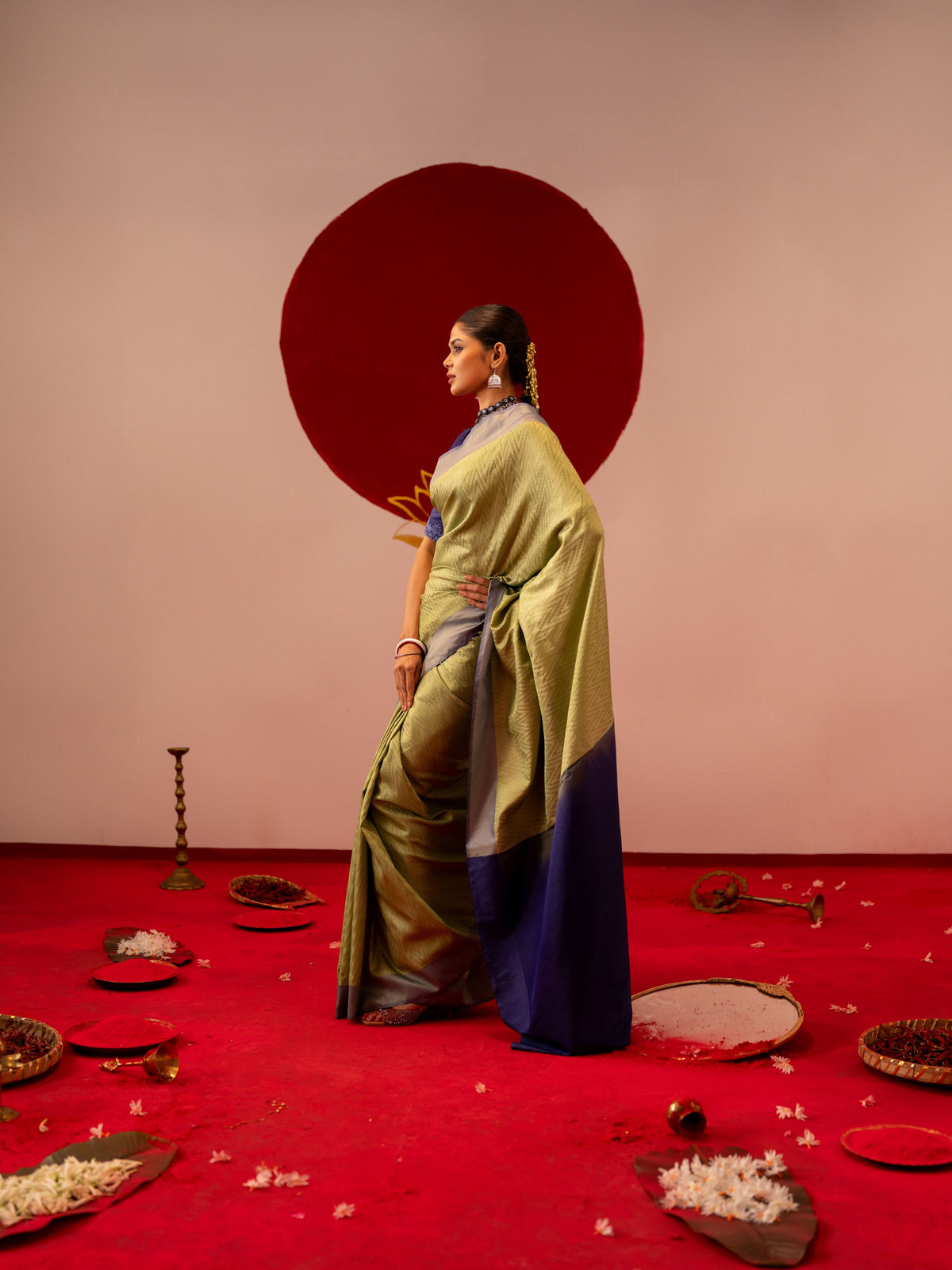 Women's Lime Green Saree