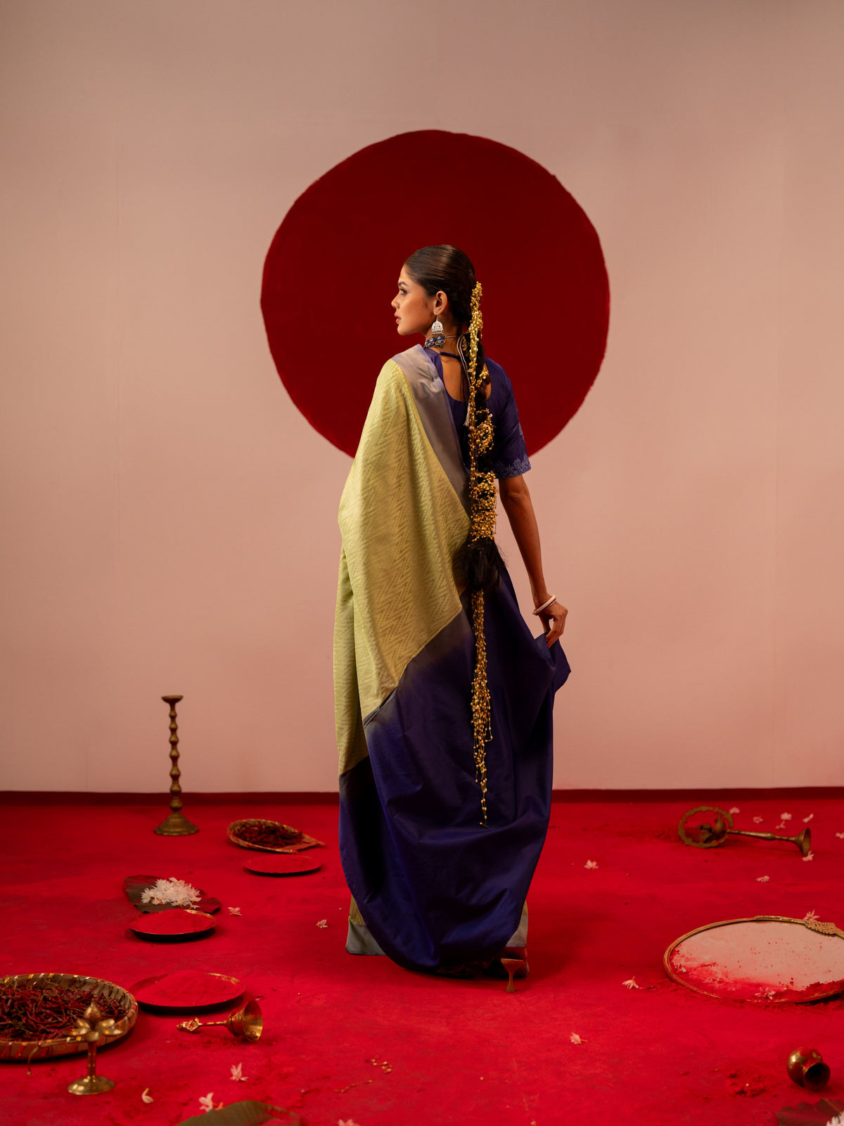 Women's Lime Green Saree