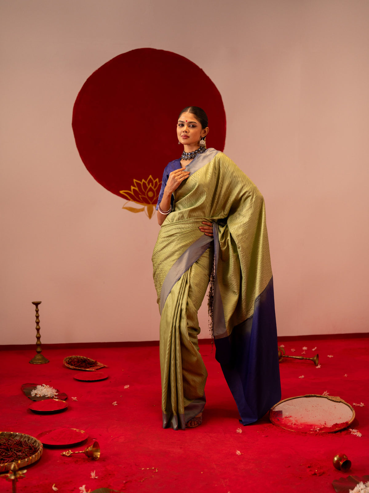 Women's Lime Green Saree