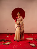 Women's Maroon & Cream Saree