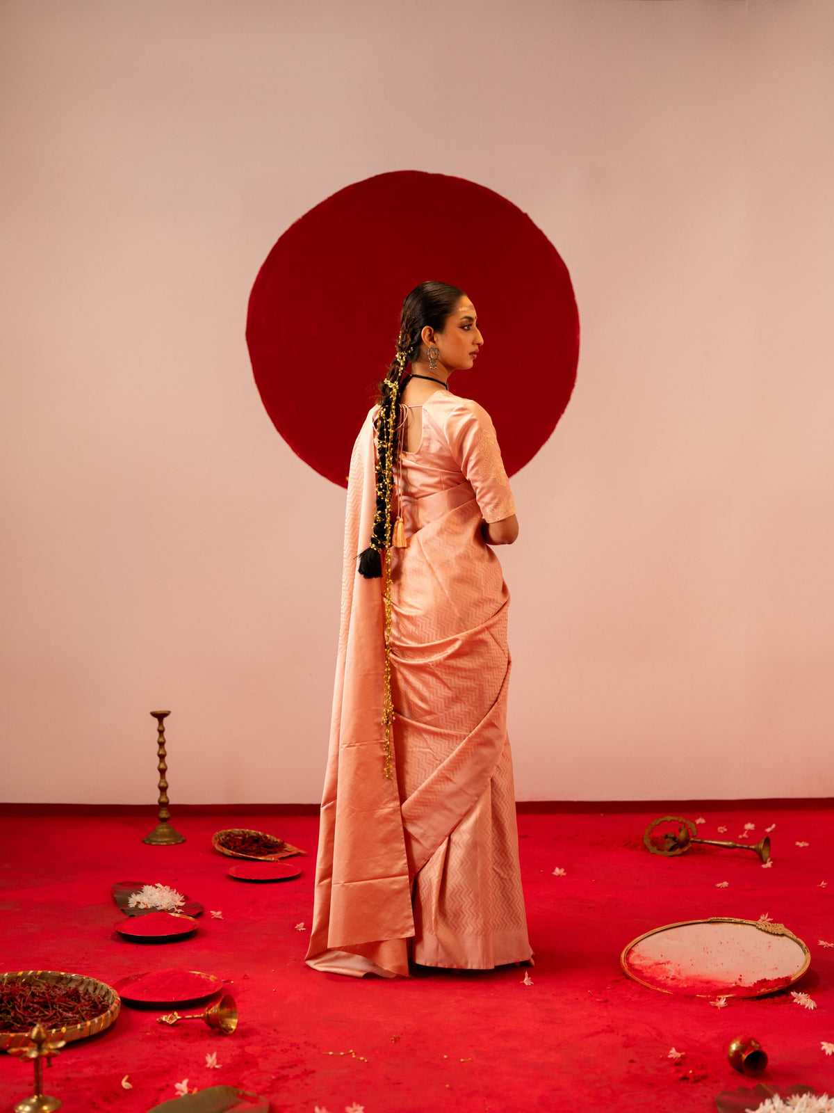 Women's Pastle Peach Saree
