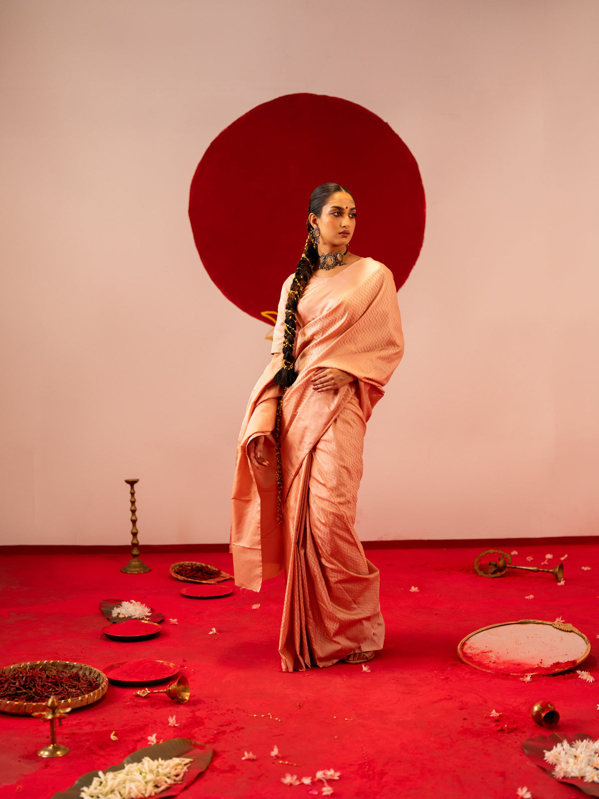Women's Pastle Peach Saree