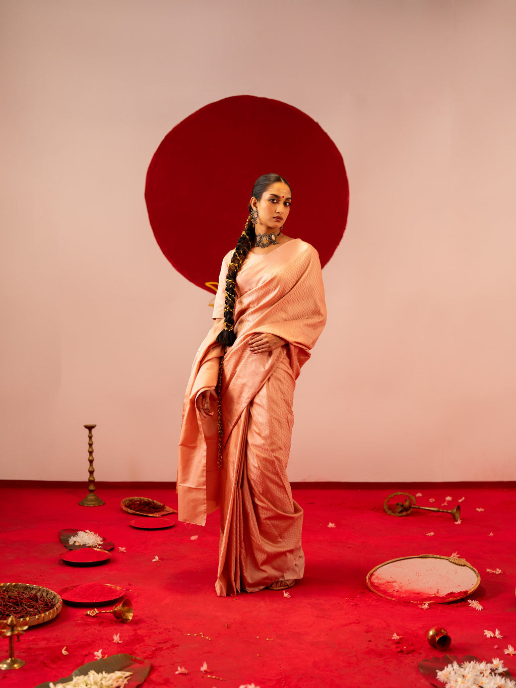 Women's Pastle Peach Saree