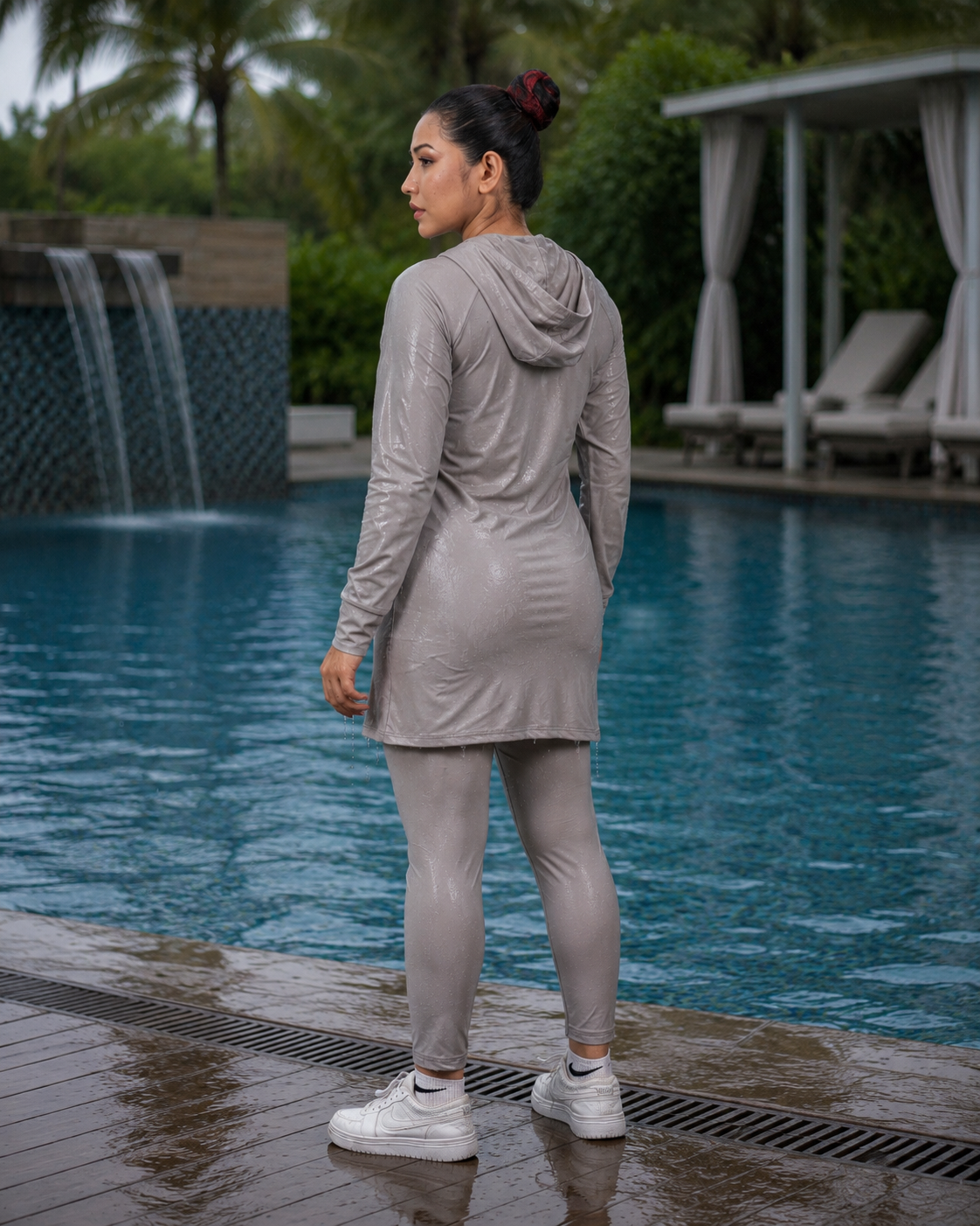 Long Sleeve Swim Dress with Hood & Leggings