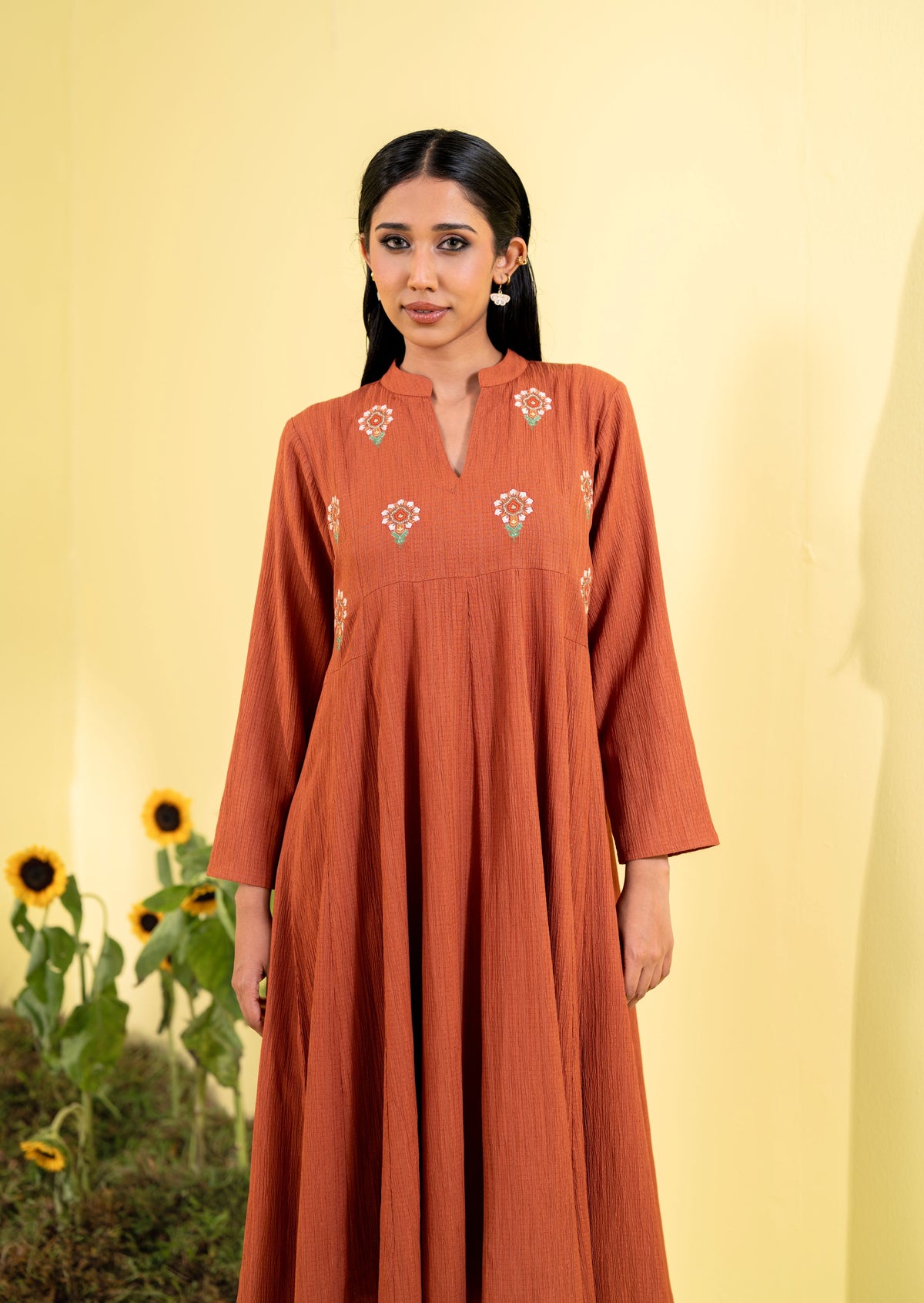 Women's Burnt Orange Ethnic Frock