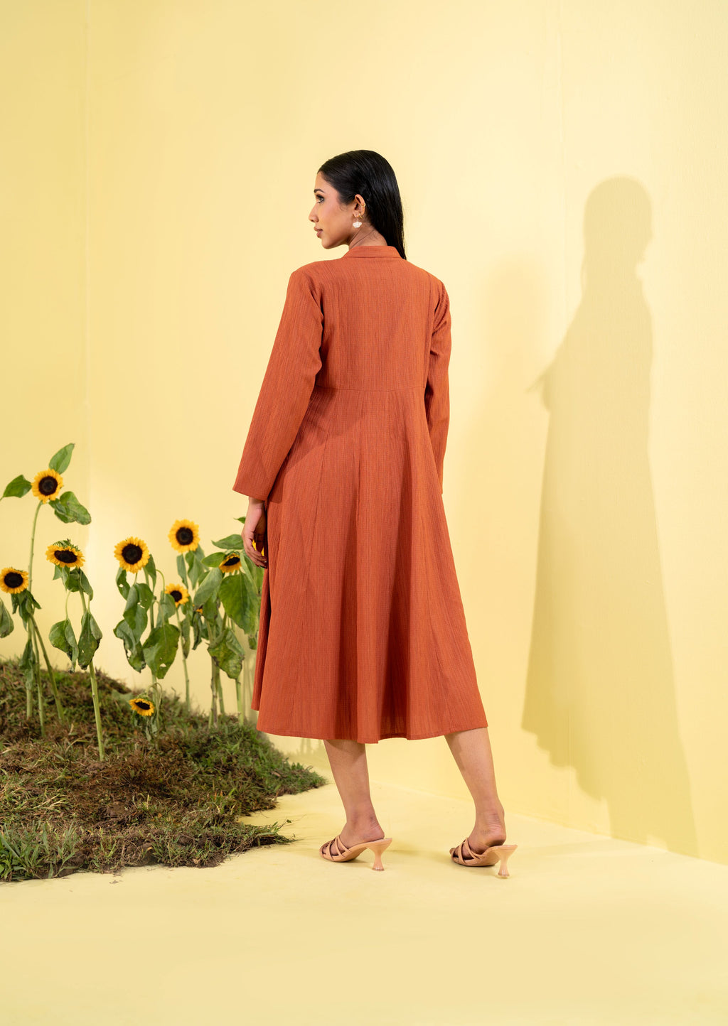 Women's Burnt Orange Ethnic Frock