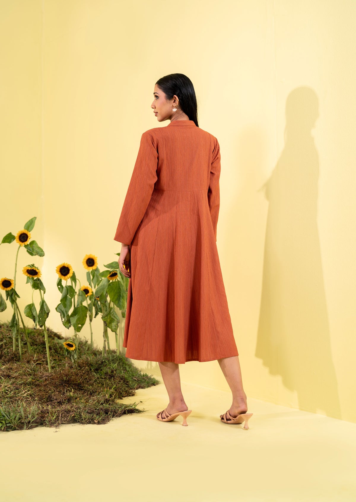 Women's Burnt Orange Ethnic Frock