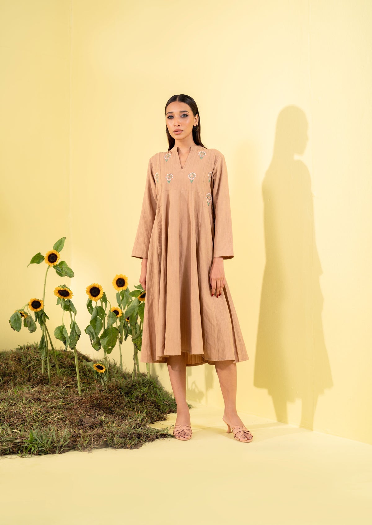 Women's Camel Brown Ethnic Frock