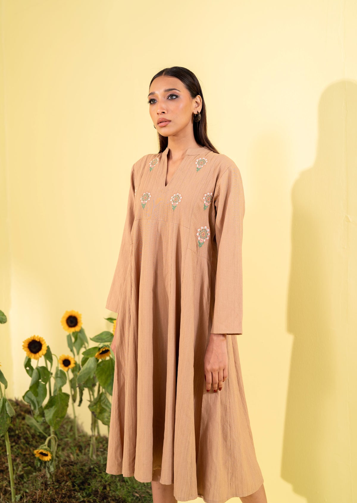 Women's Camel Brown Ethnic Frock