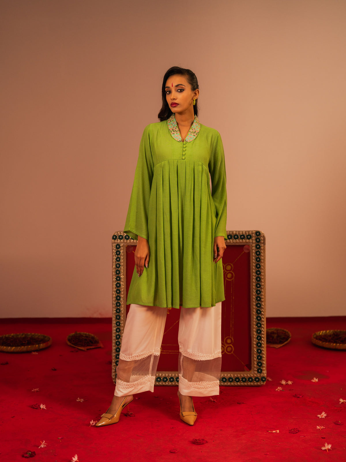 Women's Kelly Green Ethnic Frock