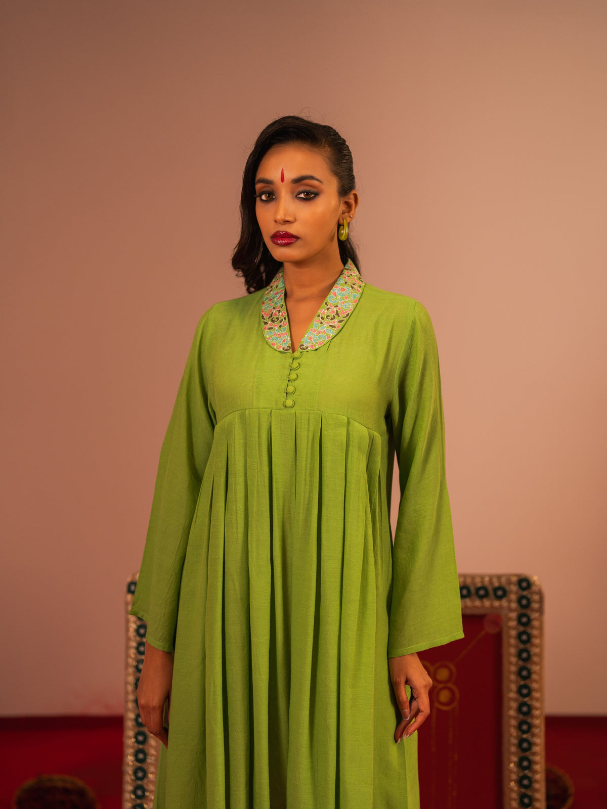 Women's Kelly Green Ethnic Frock
