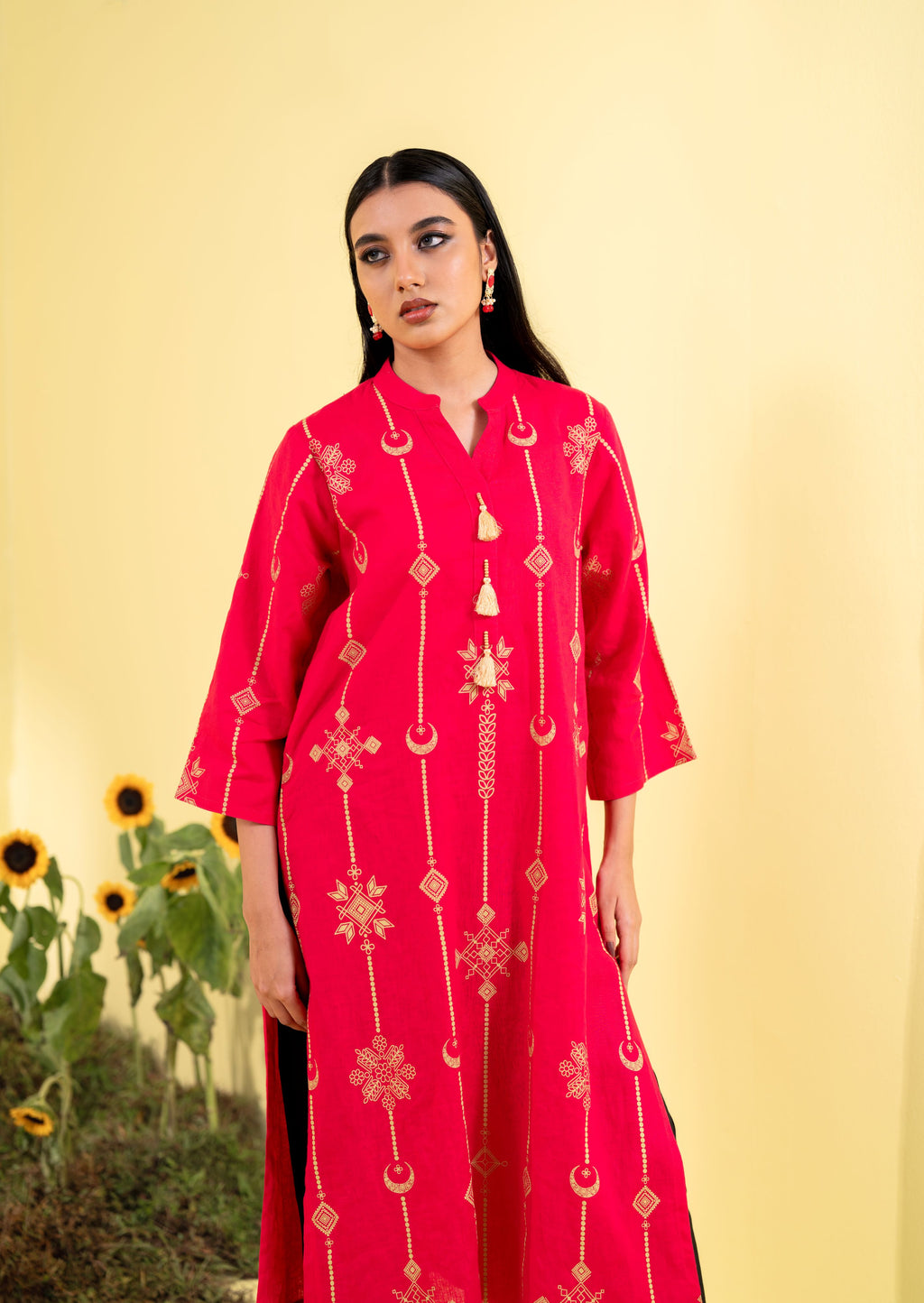 Women's Magenta Ethnic Top