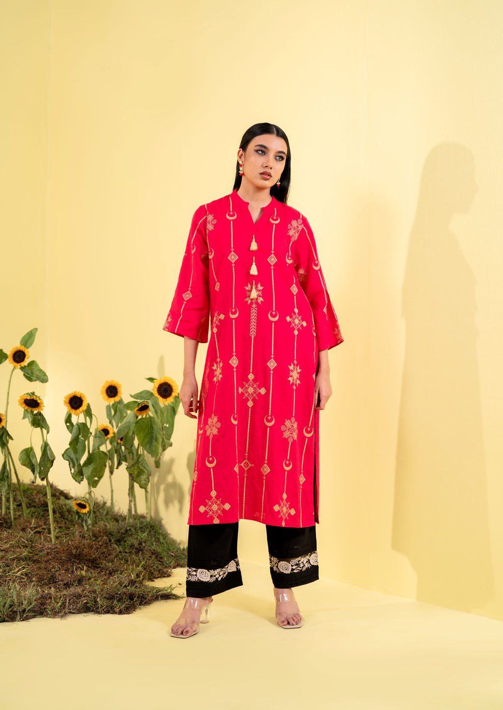 Women's Magenta Ethnic Top
