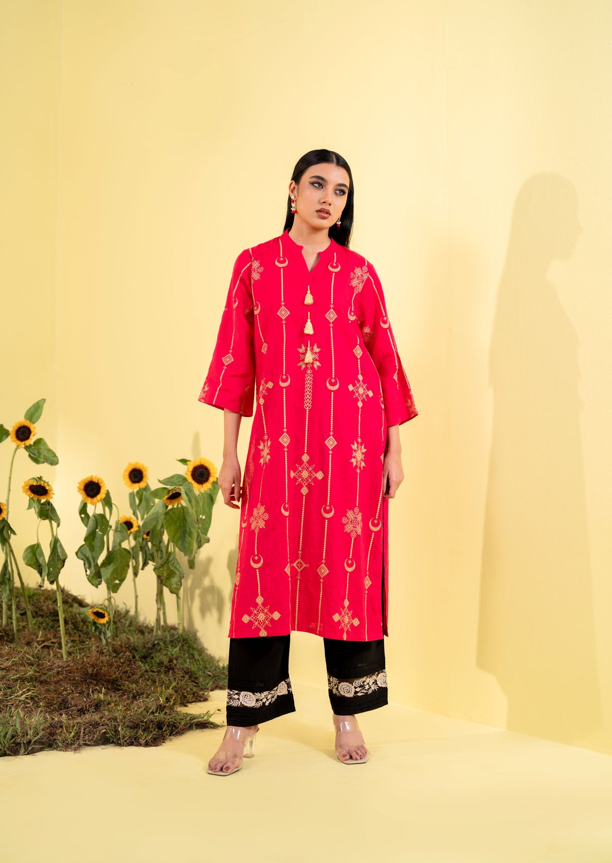 Women's Magenta Ethnic Top