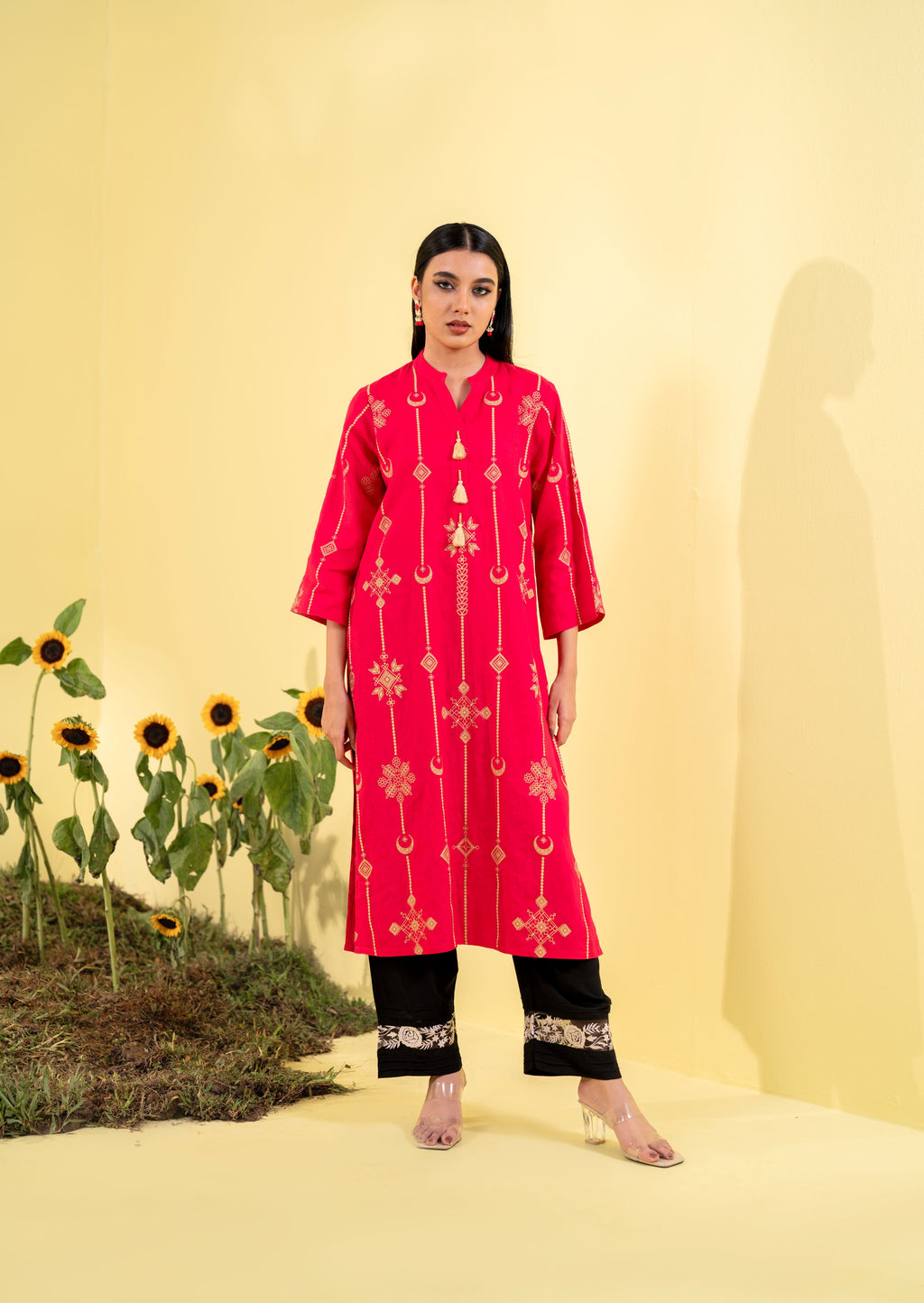Women's Magenta Ethnic Top