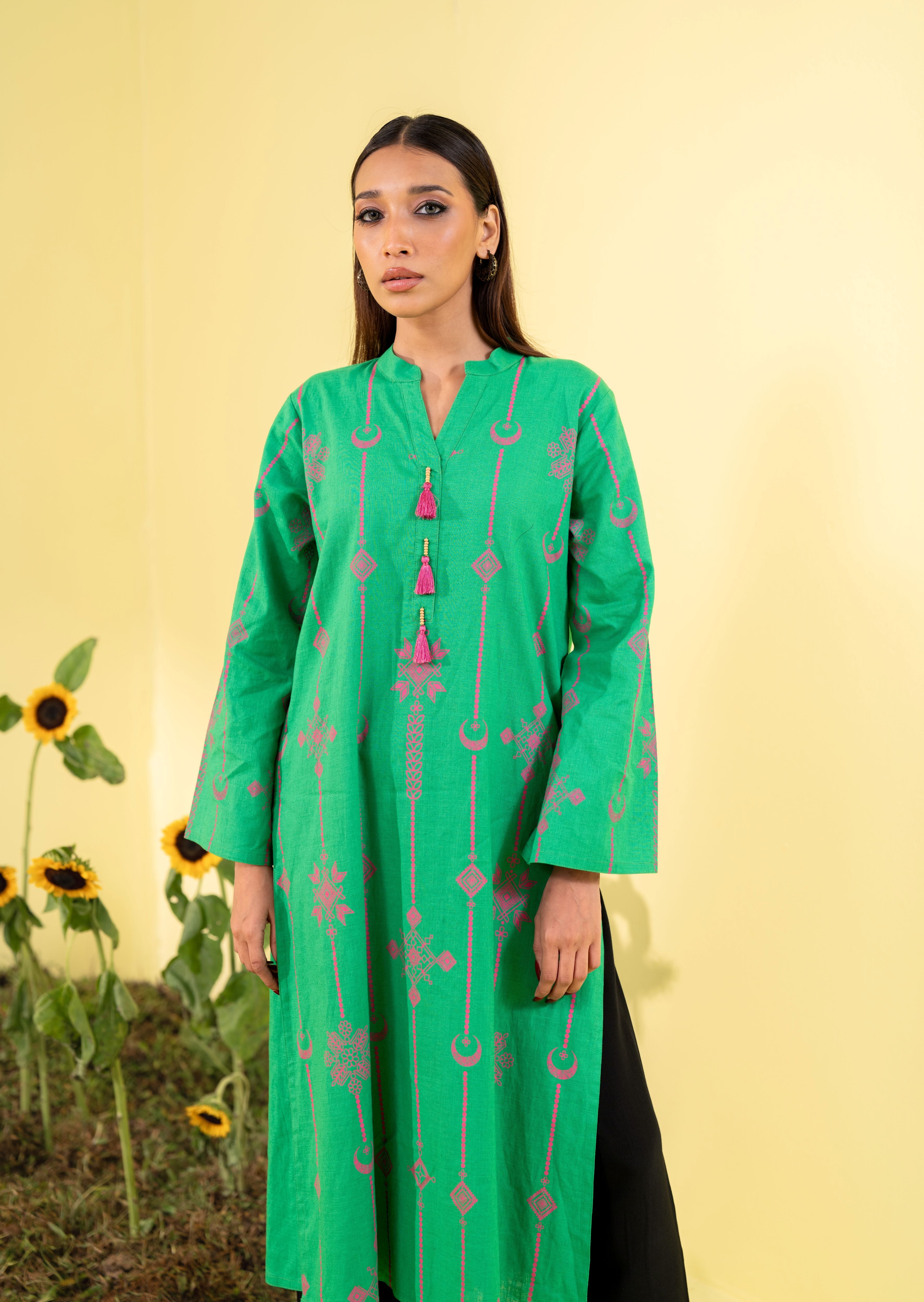 Women's Ethnic Green Top