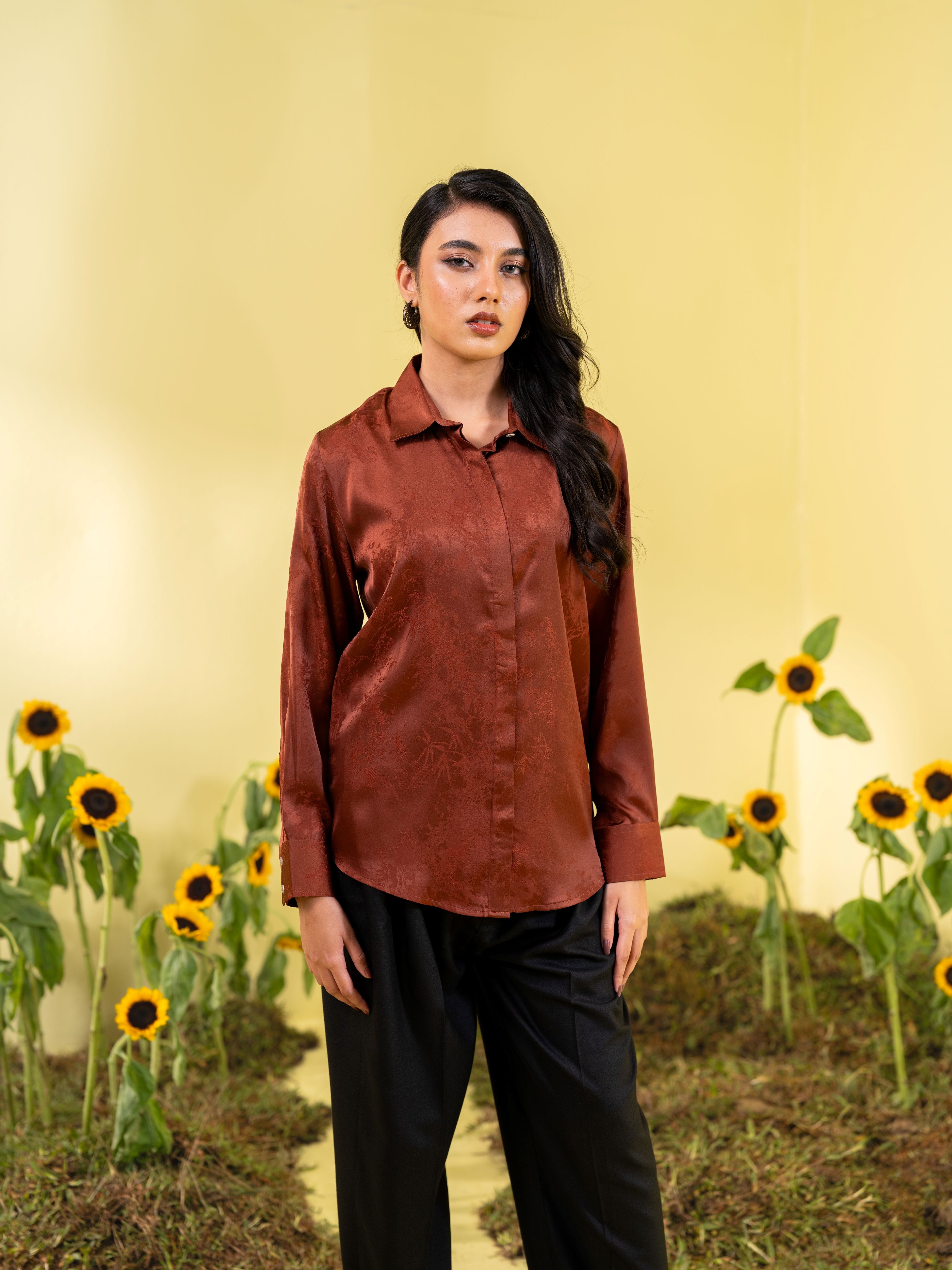 Women's Coffee Bronze Formal Shirt
