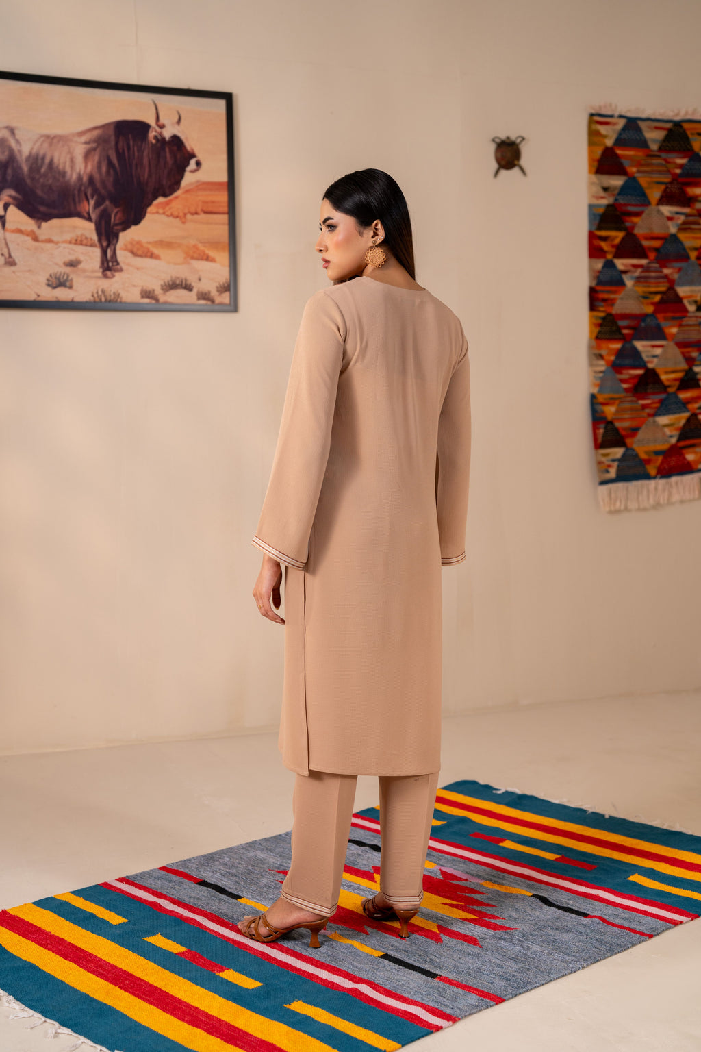 Women's Beige 2 Piece Suit