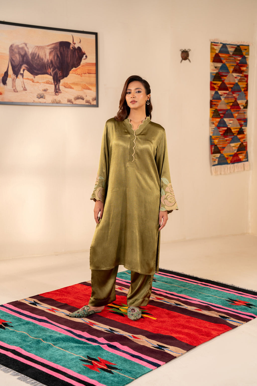 Women's Olive Green 2 Piece Suit
