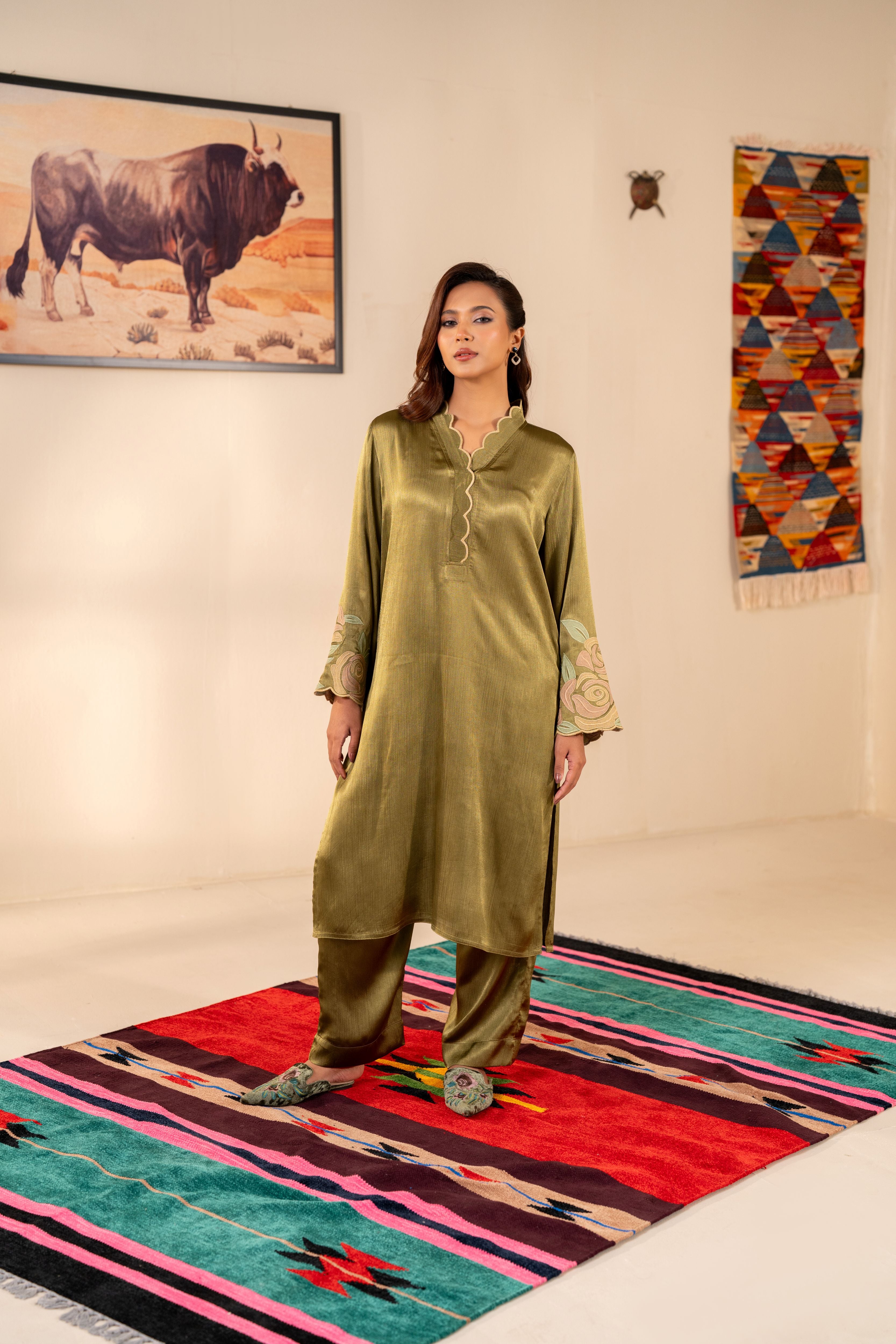Women's Olive Green 2 Piece Suit