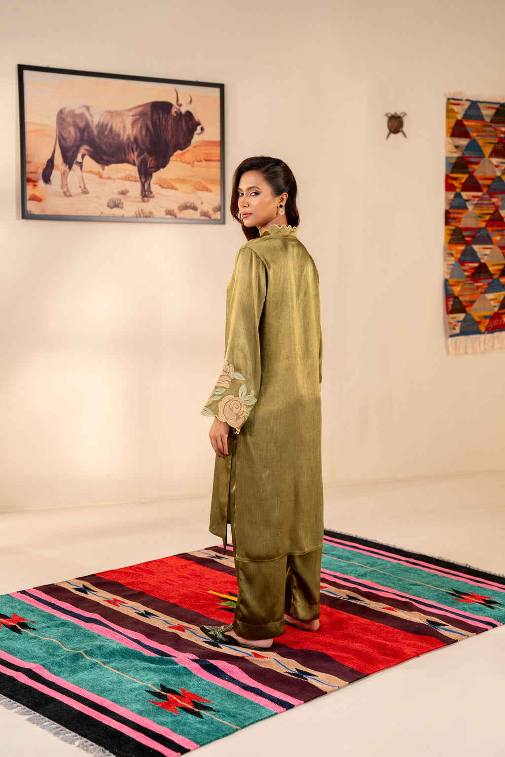 Women's Olive Green 2 Piece Suit