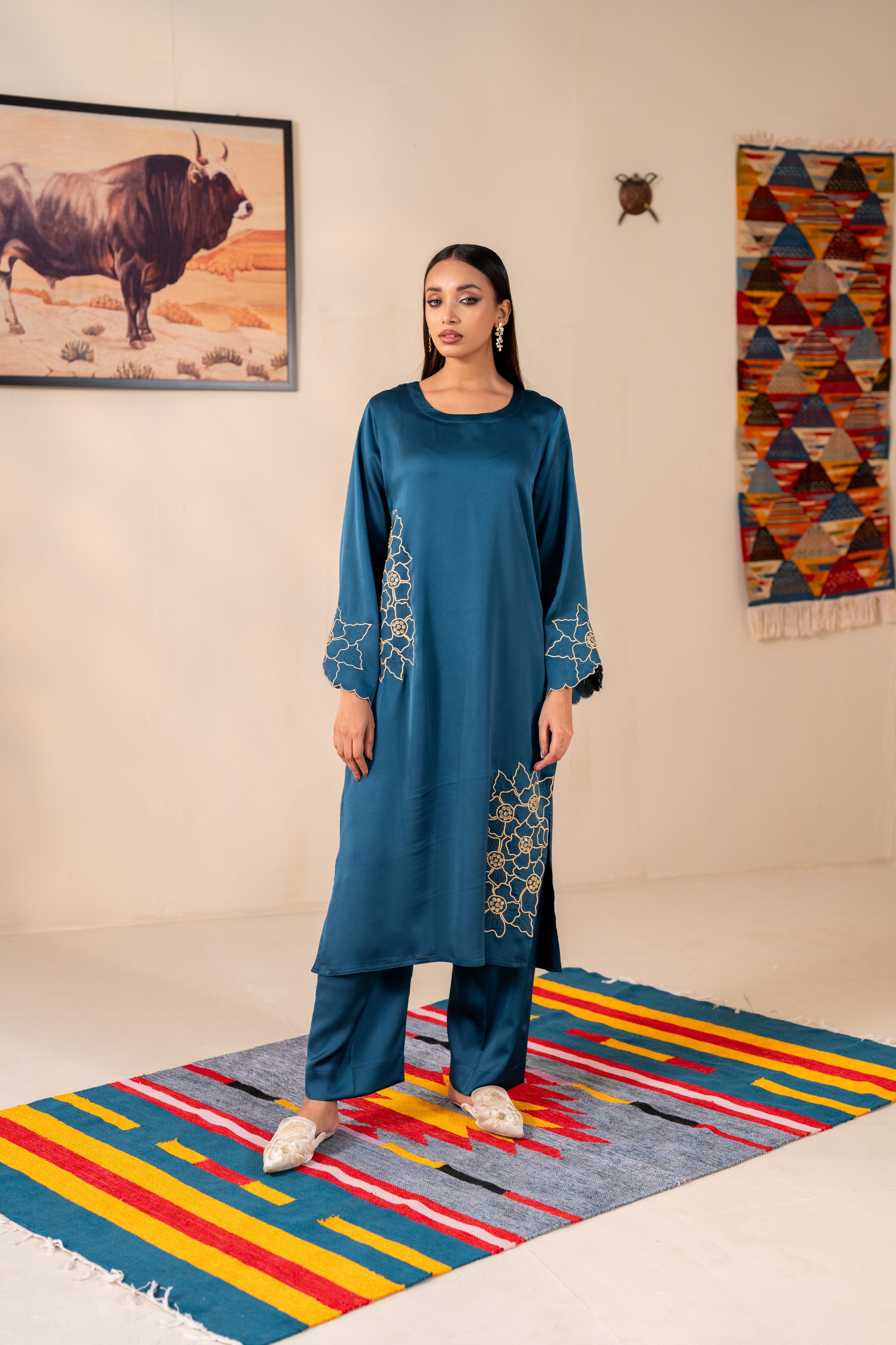 Women's Teal 2 Piece Suit